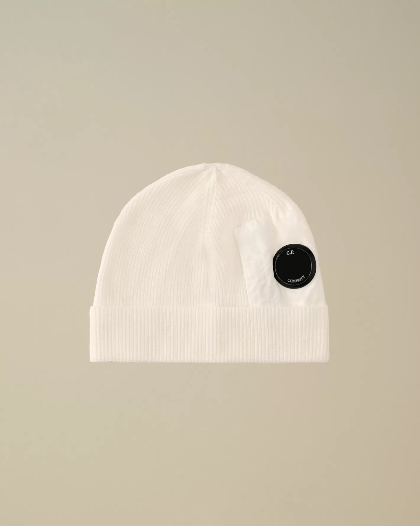 C.P. Company Hats^Extrafine Merino Wool Lens Beanie Gauze White