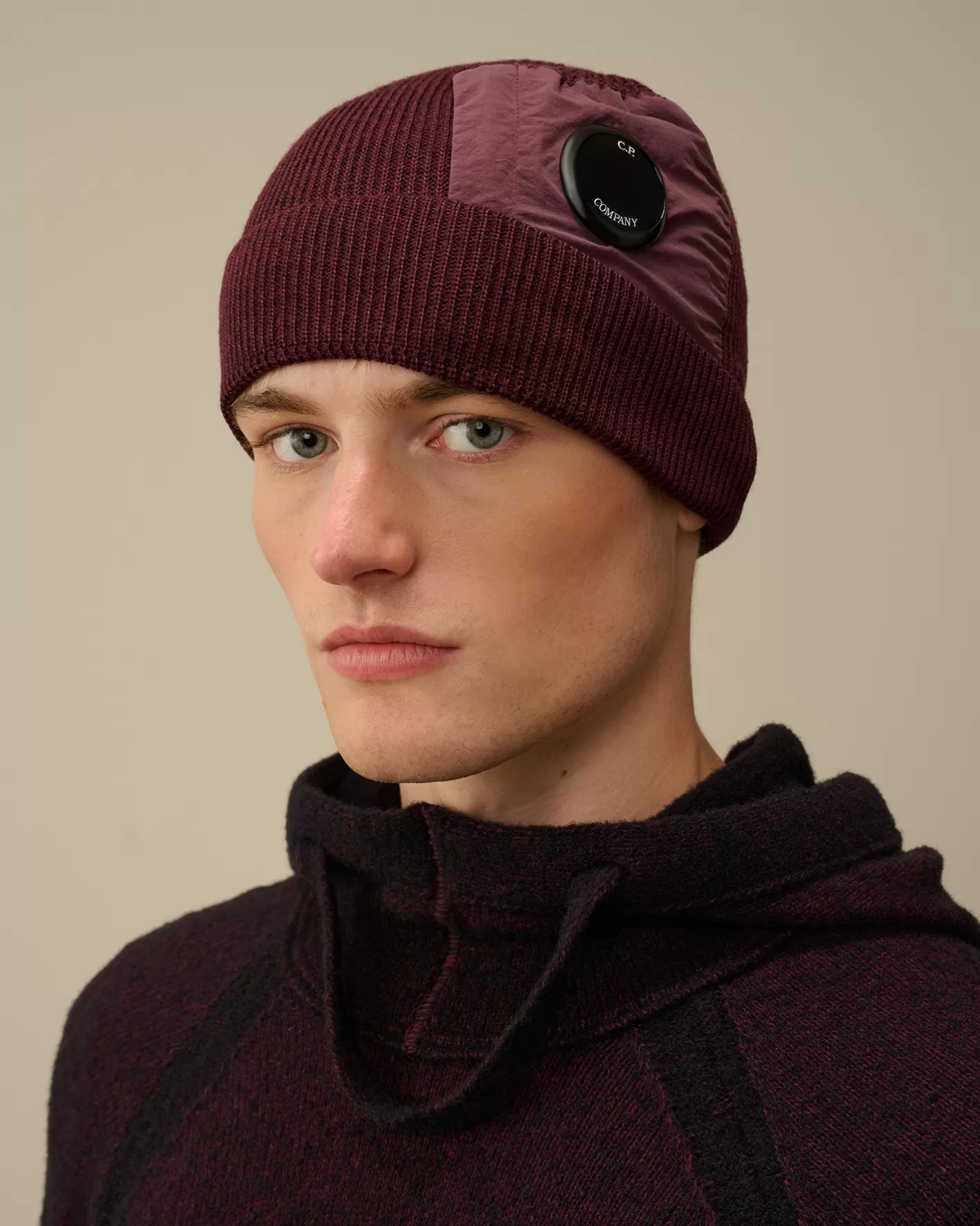 C.P. Company Hats^Extrafine Merino Wool Lens Beanie Potent Purple