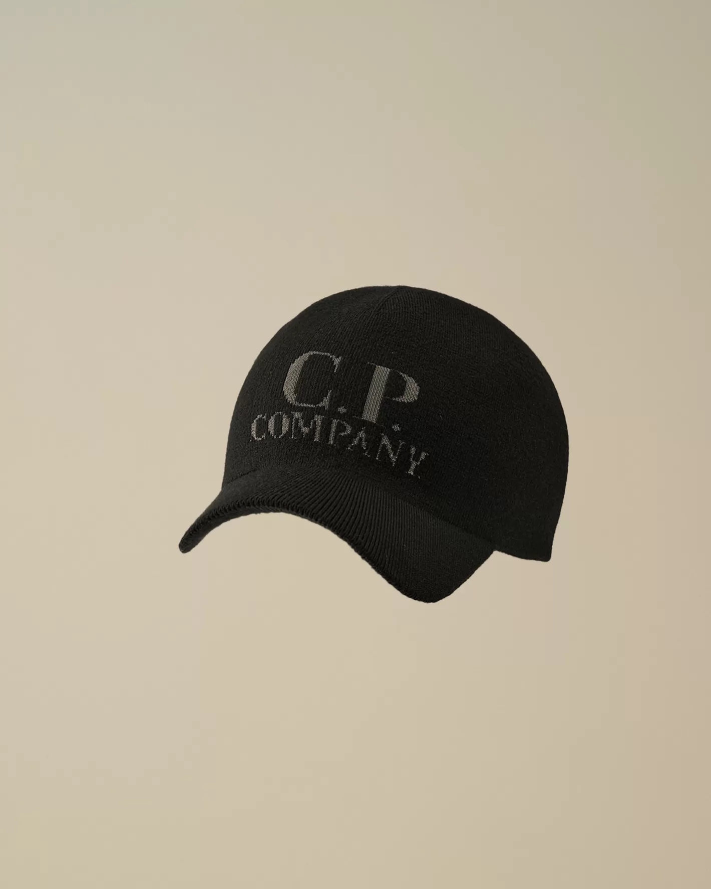 C.P. Company Hats^Extrafine Merino Wool Logo Cap Black