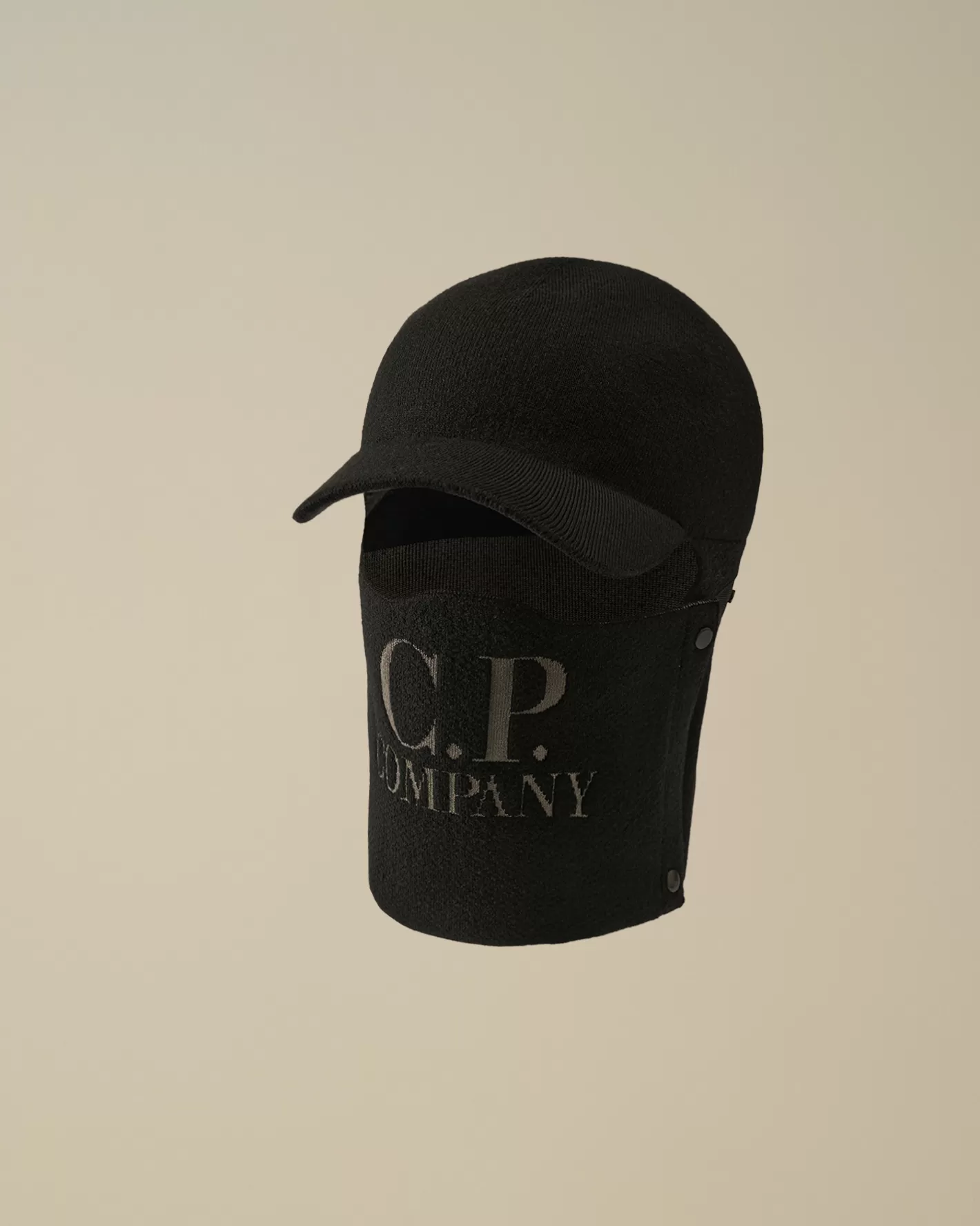 C.P. Company Hats^Extrafine Merino Wool Visor Neck Hat Black