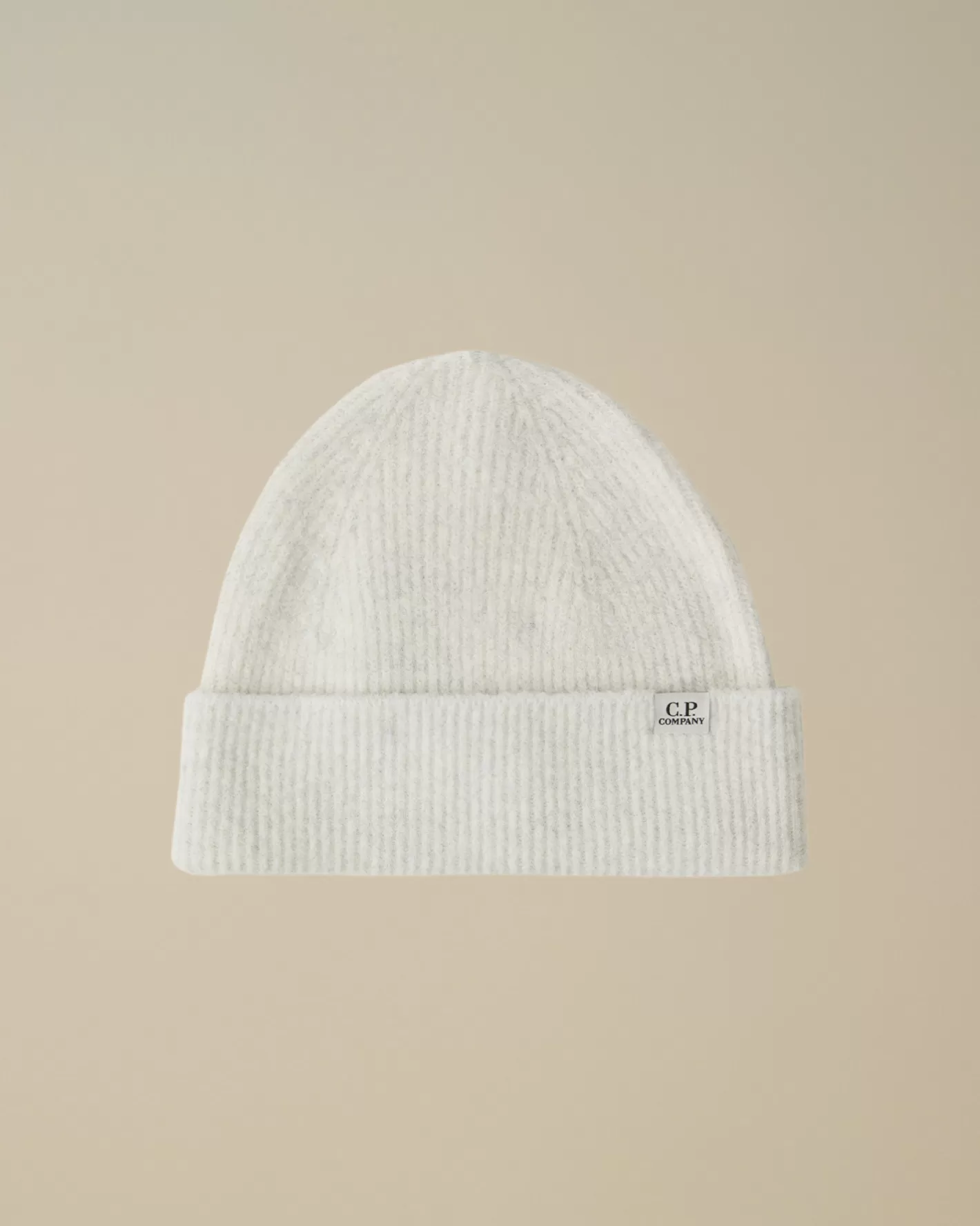 C.P. Company Hats^Fleece Knit Beanie White Melange