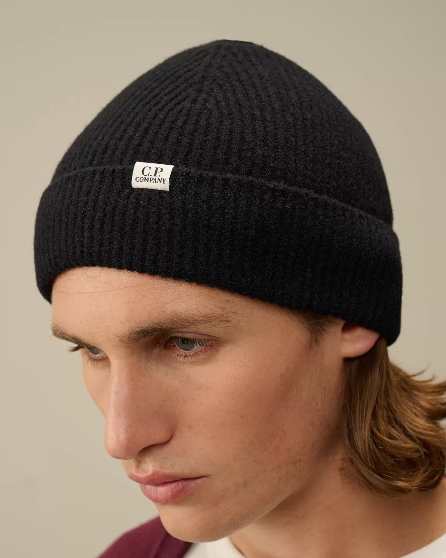 C.P. Company Hats^Fleece Knit Beanie Black