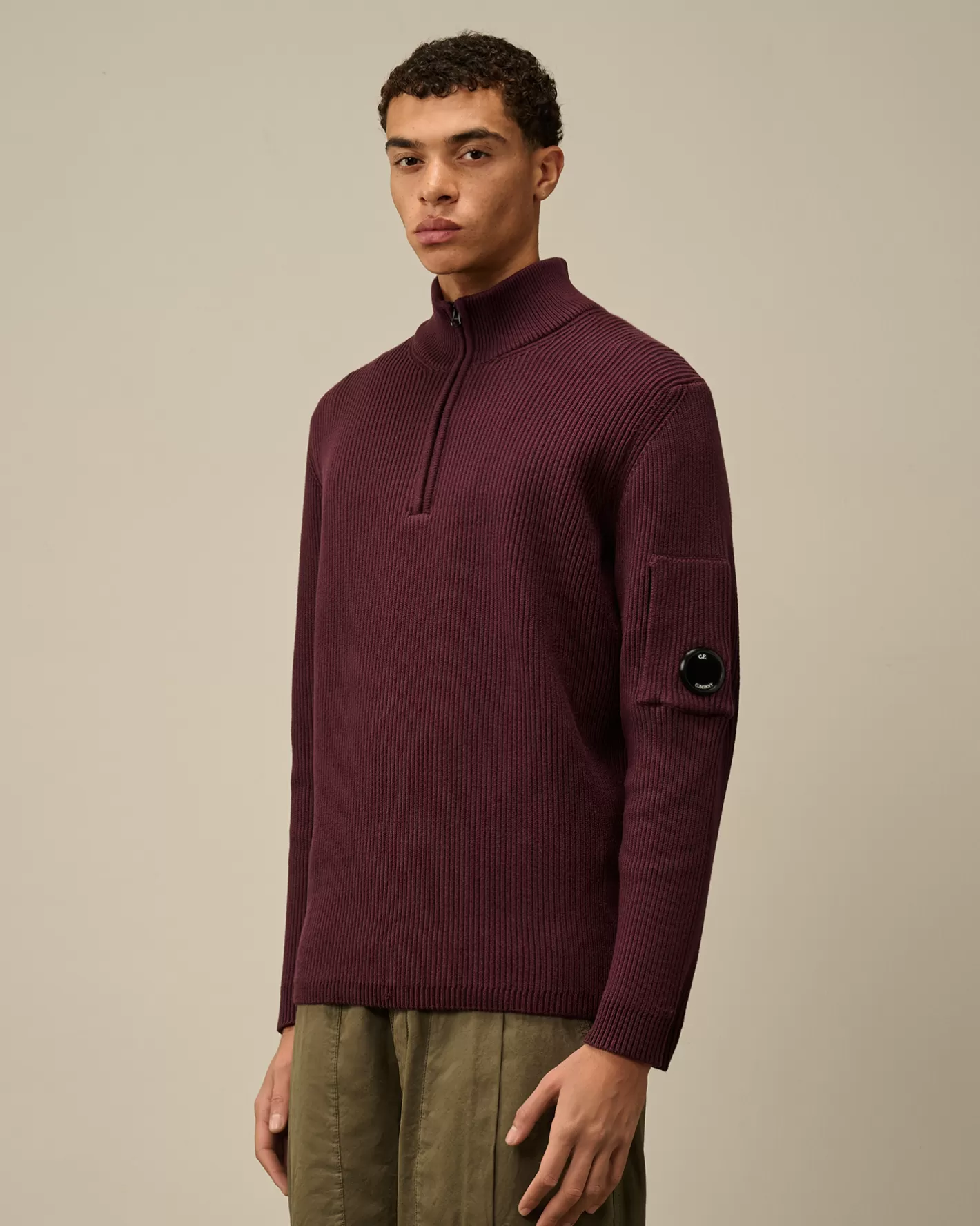 C.P. Company Jumpers^Full Rib Half Zipped Knit Potent Purple