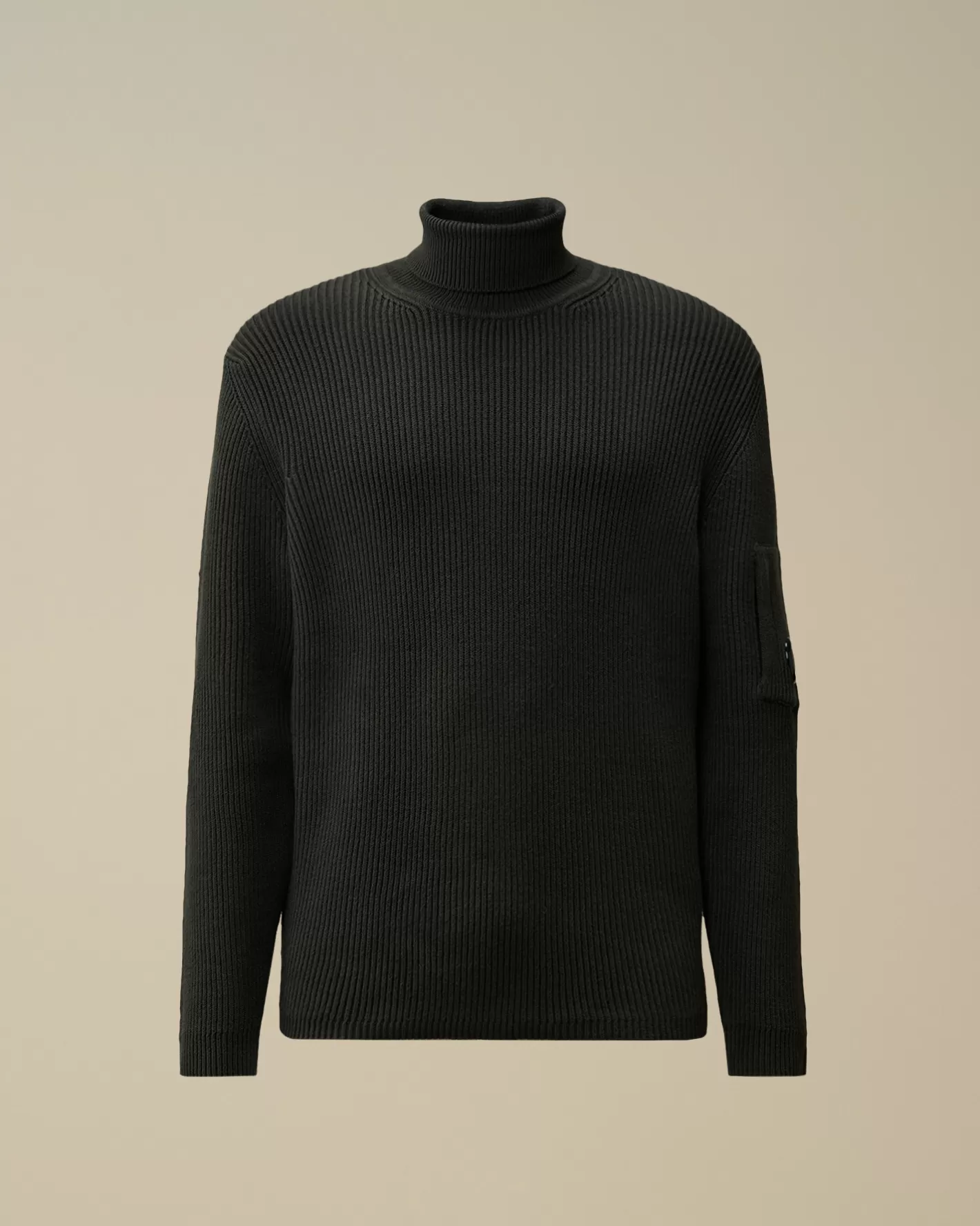 C.P. Company Jumpers^Full Rib Turtleneck Knit Black Sand