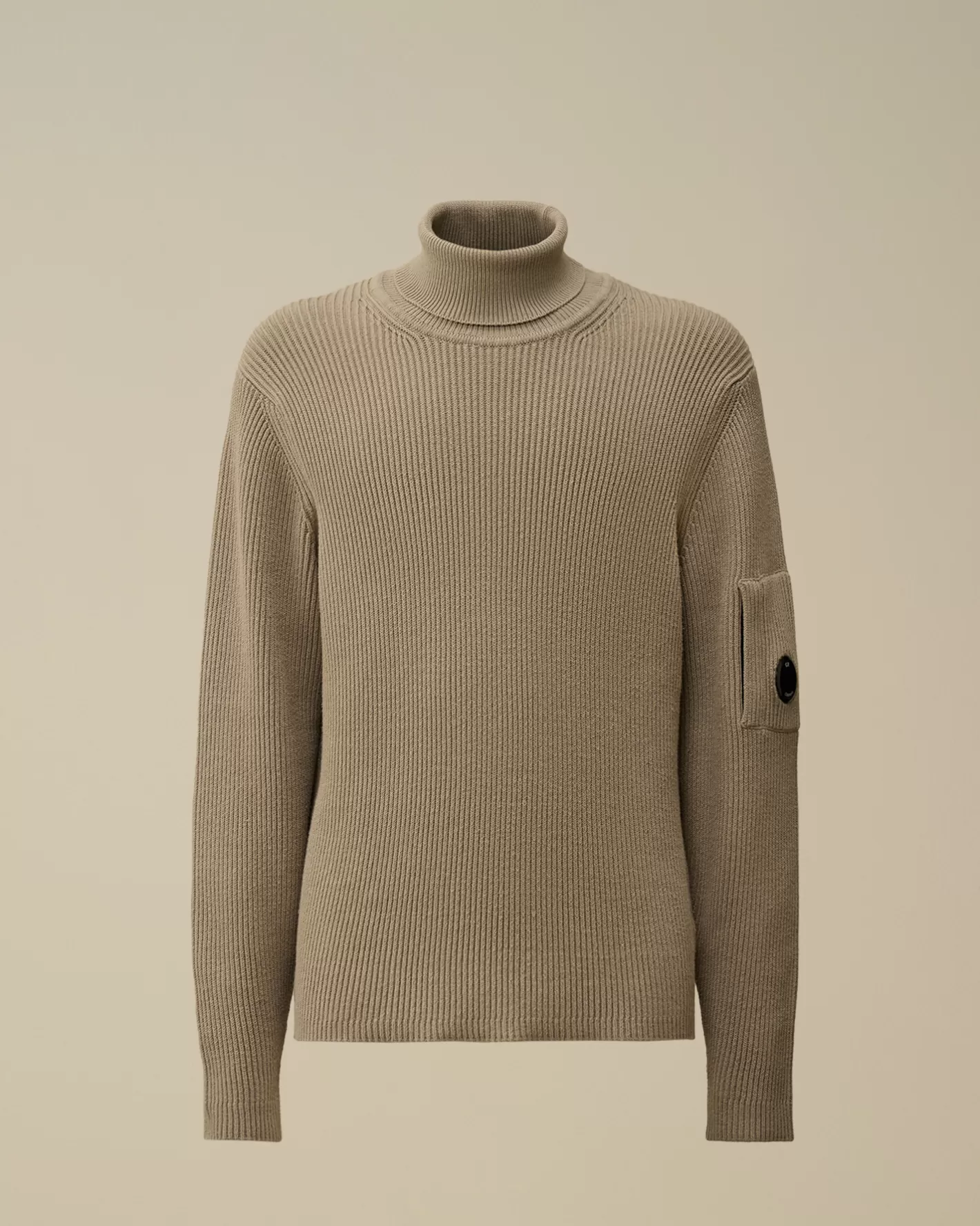 C.P. Company Jumpers^Full Rib Turtleneck Knit Vintage Khaki – Beige