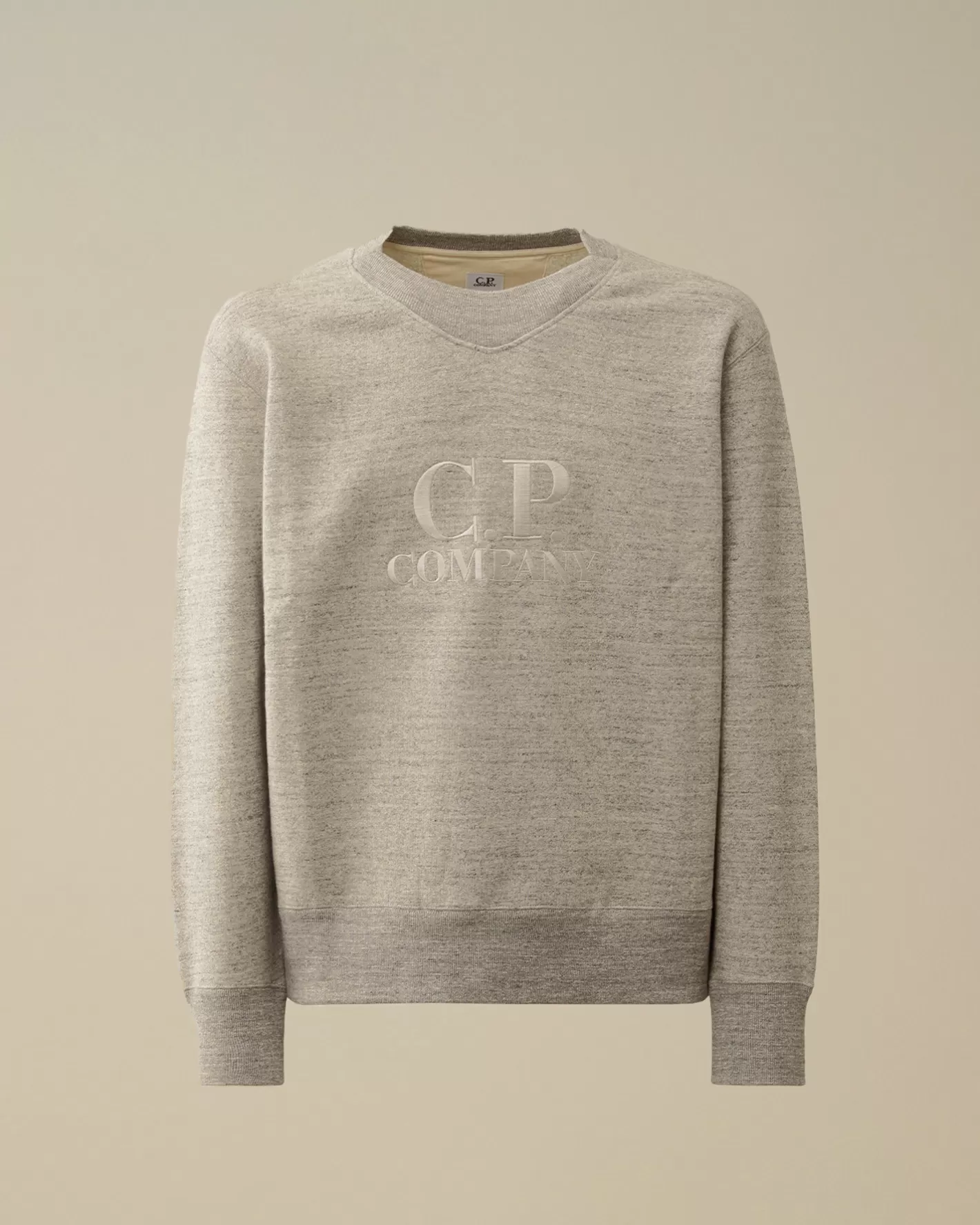 C.P. Company Sweatshirts^Japanese Mélange Fleece Logo Crewneck Sweatshirt Greystone Melange