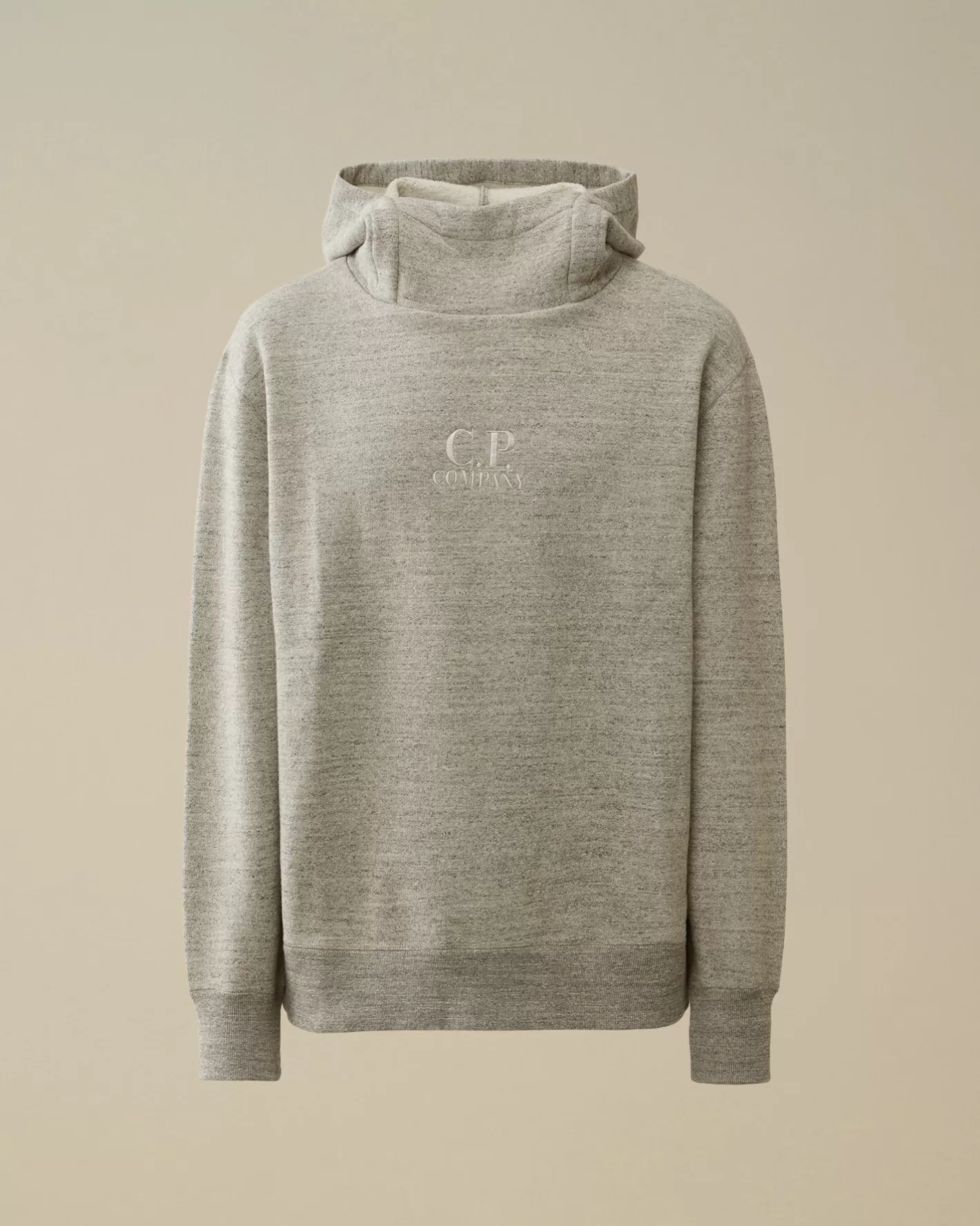 C.P. Company Sweatshirts^Japanese Mélange Fleece Logo Hooded Sweatshirt Greystone Melange