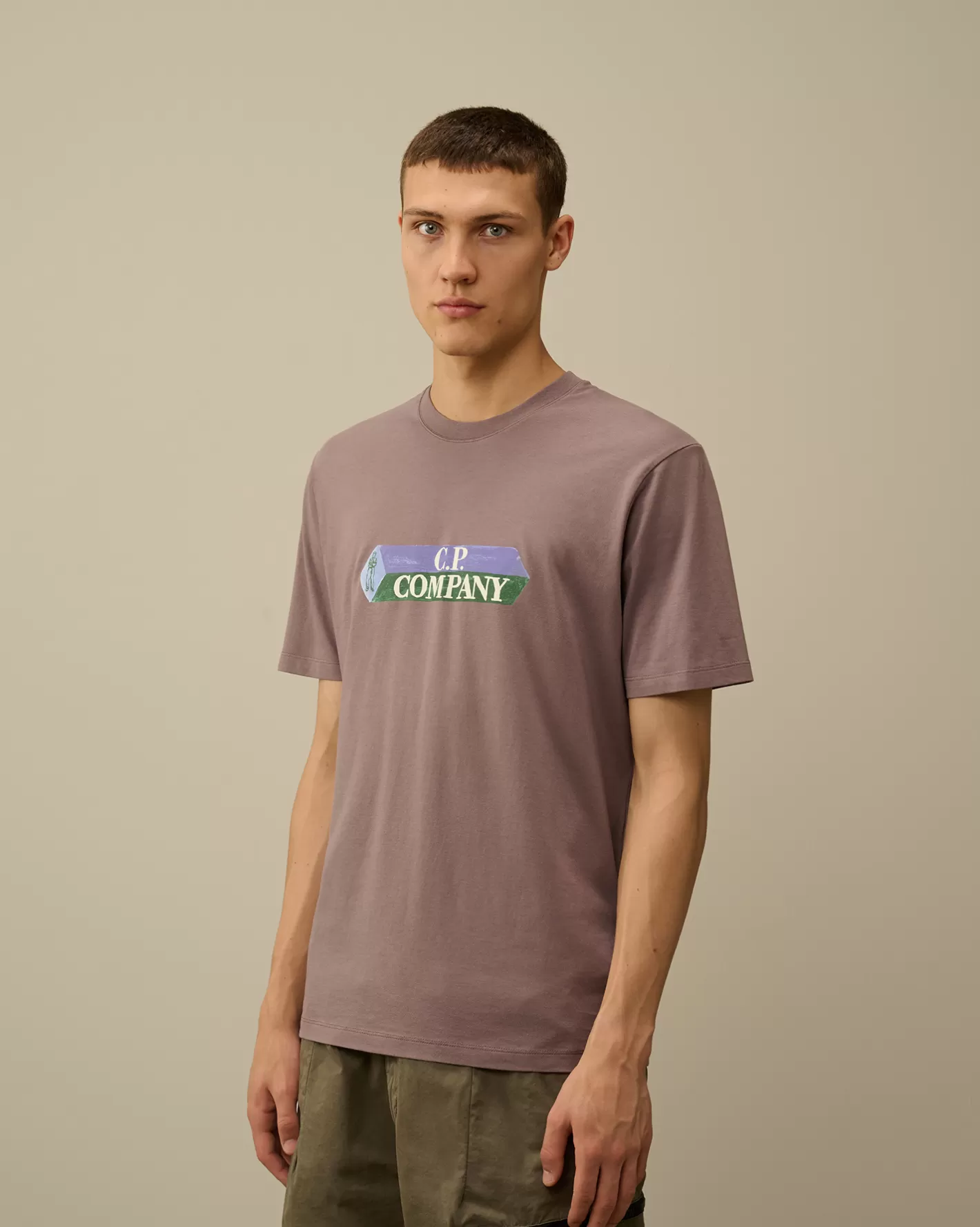 C.P. Company T-shirts & Polo^30/1 Jersey 3D Logo T-Shirt Purple Dove