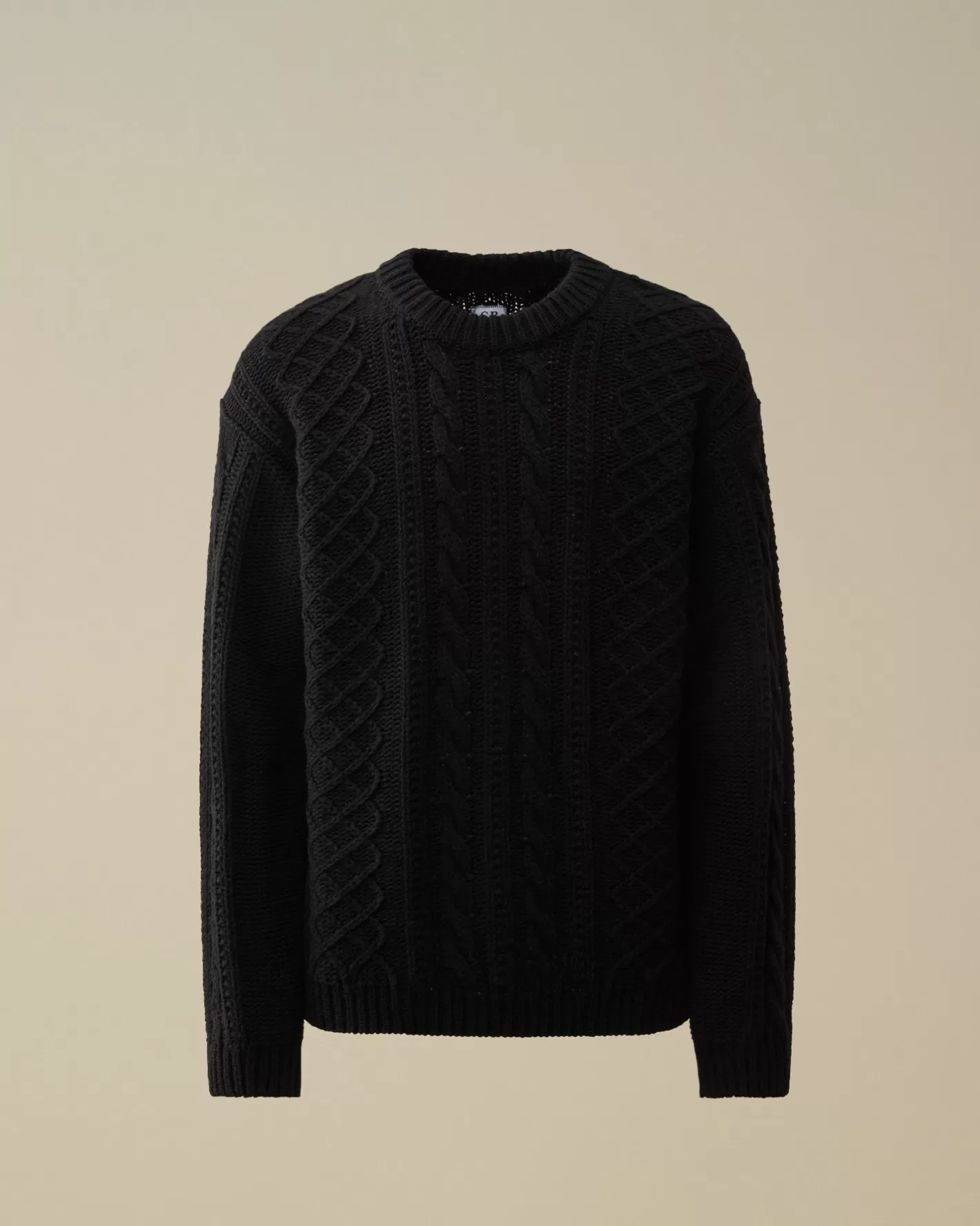 C.P. Company Jumpers^Lambswool Crewneck Logo Knit Black