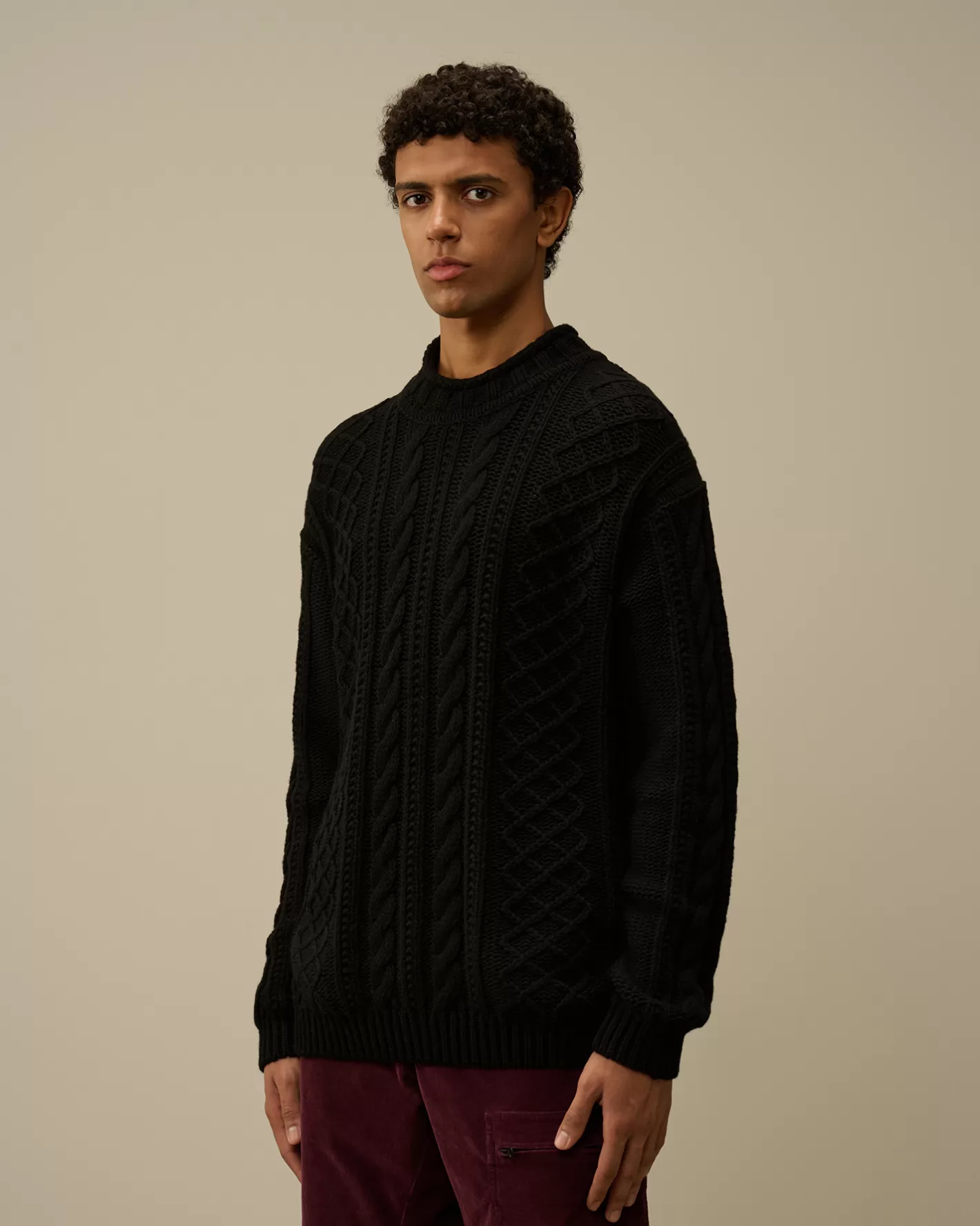 C.P. Company Jumpers^Lambswool Funnel Neck Knit Black