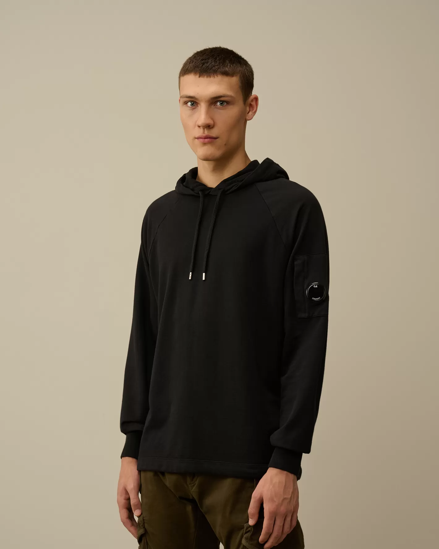 C.P. Company Sweatshirts^Light Fleece Hooded Sweatshirt Black