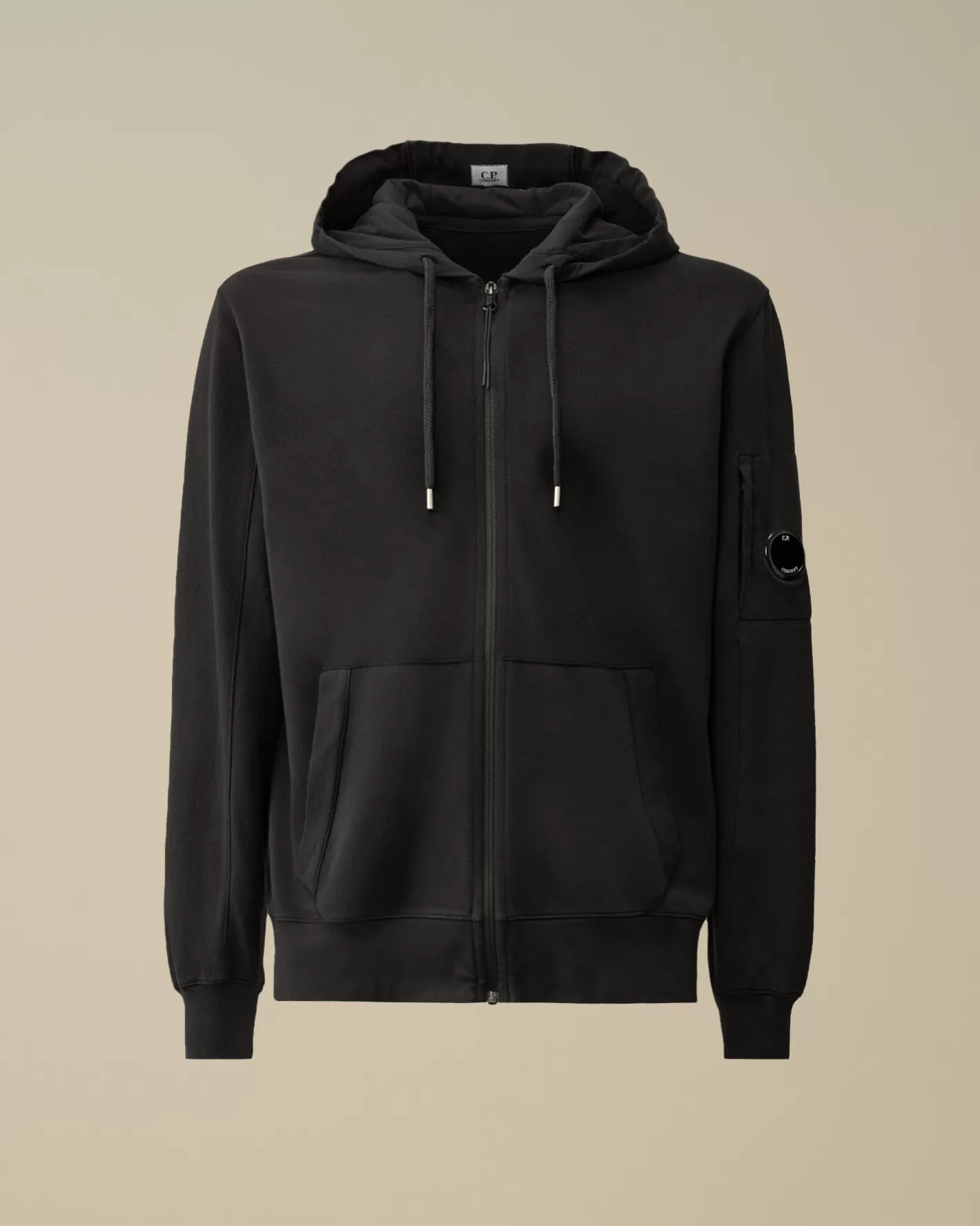 C.P. Company Sweatshirts^Light Fleece Zipped Hooded Sweatshirt Black