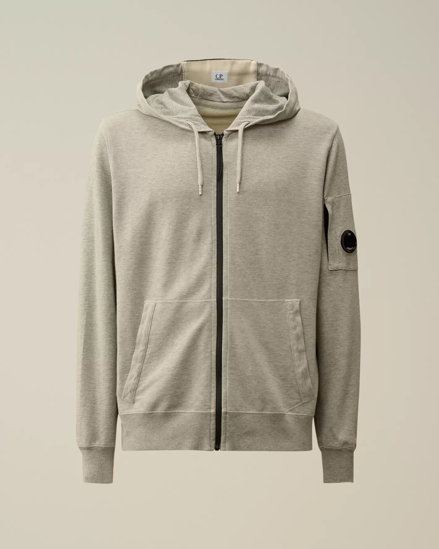 C.P. Company Sweatshirts^Light Fleece Zipped Hooded Sweatshirt Greystone Melange