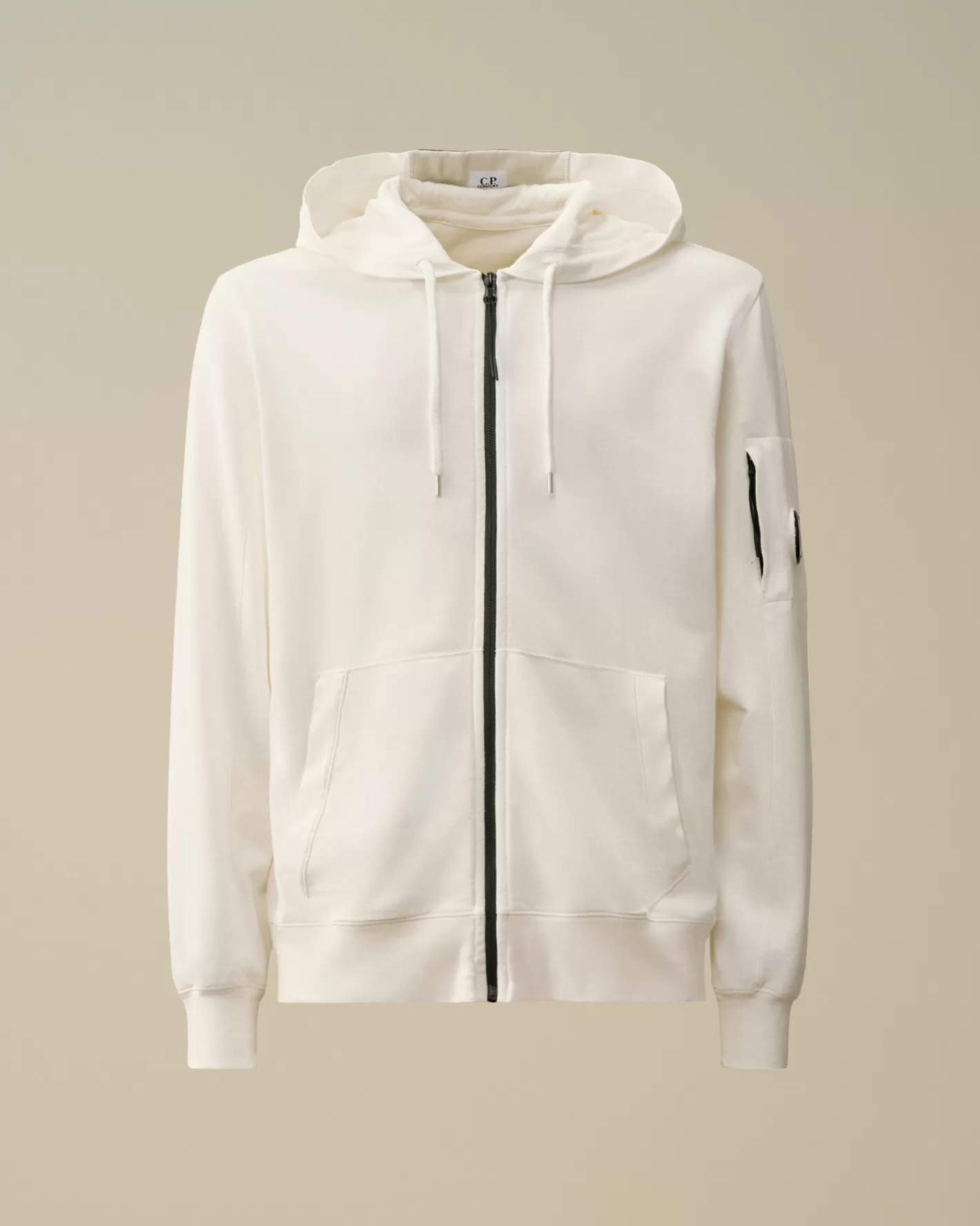 C.P. Company Sweatshirts^Light Fleece Zipped Hooded Sweatshirt Gauze White