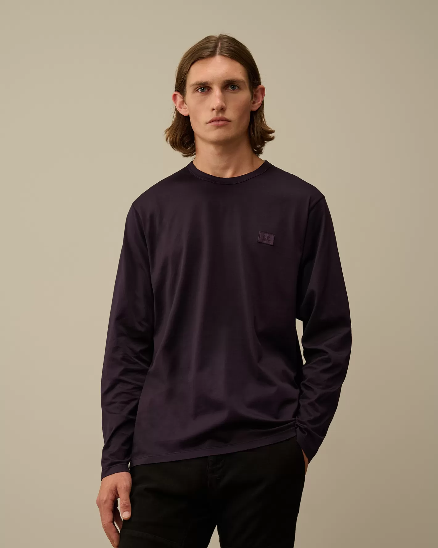 C.P. Company T-shirts & Polo^Mercerized 70/2 Jersey Gasato Longsleeved Logo Patch T-Shirt Nightshade – Purple