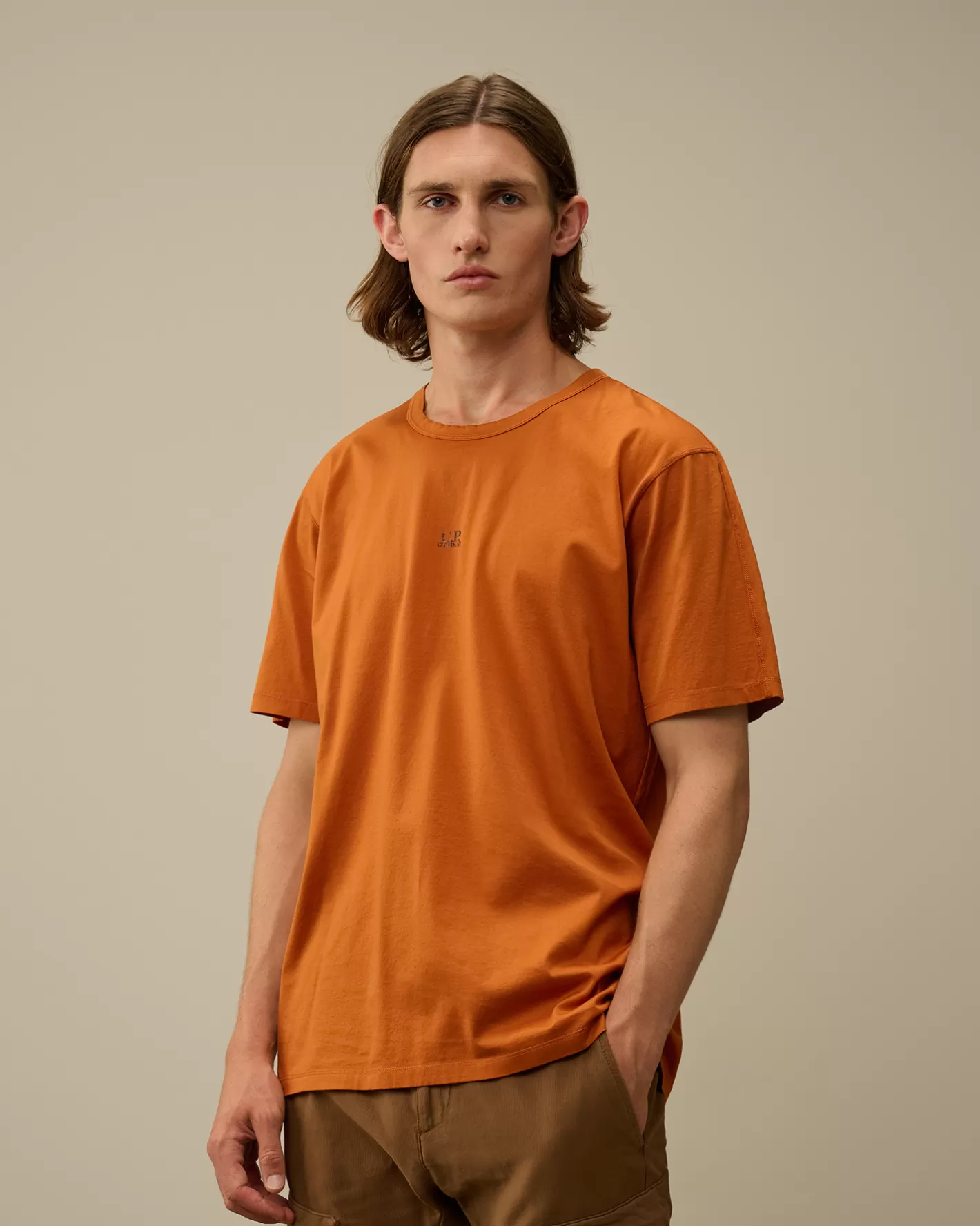 C.P. Company T-shirts & Polo^Mercerized 70/2 Jersey Gasato Printed Logo T-Shirt Bombay Brown