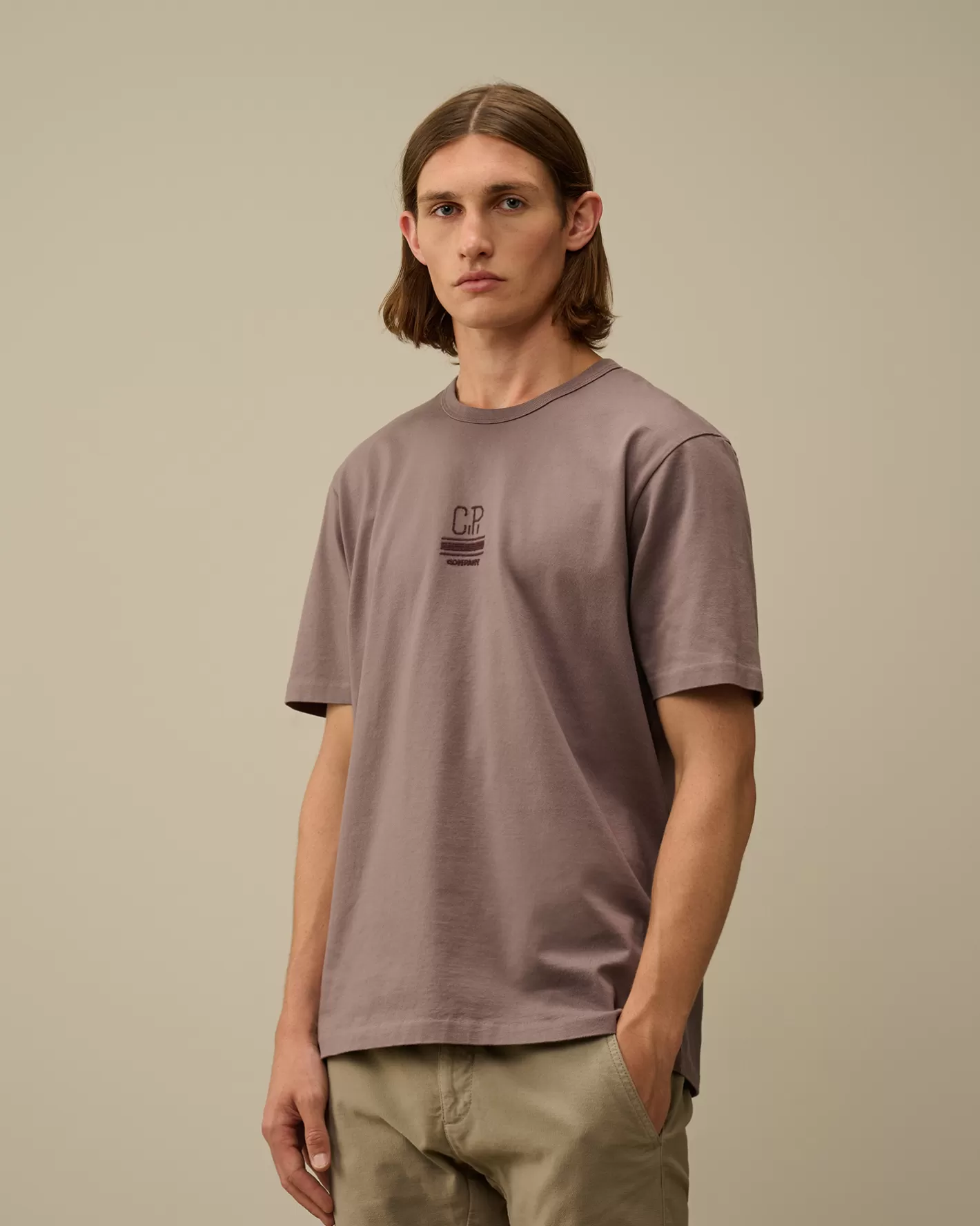 C.P. Company T-shirts & Polo^Mercerized 30/2 Jersey Twisted Small Logo T-Shirt Purple Dove