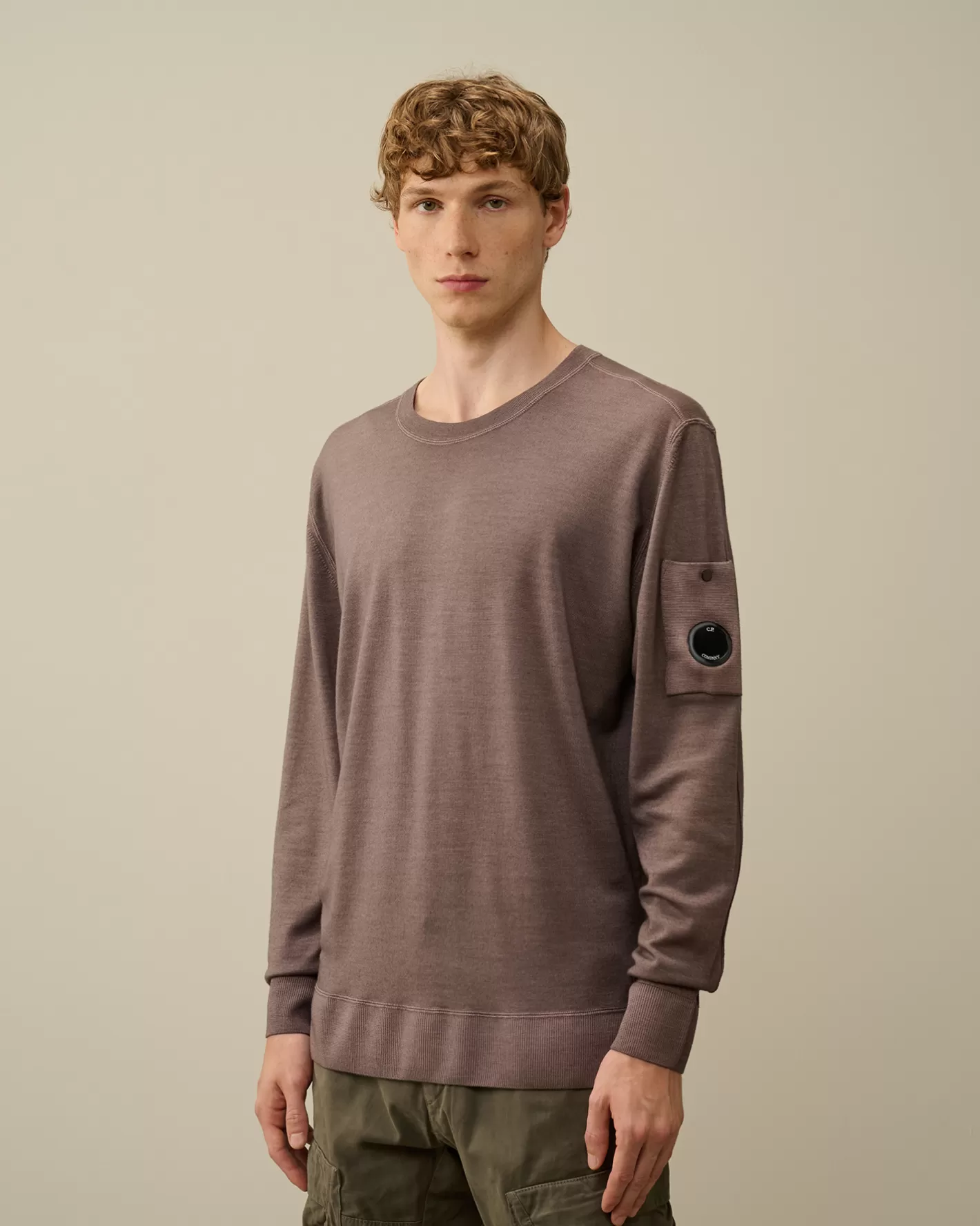 C.P. Company Jumpers^Merino Wool Fast Dyed Crew Neck Knit Purple Dove