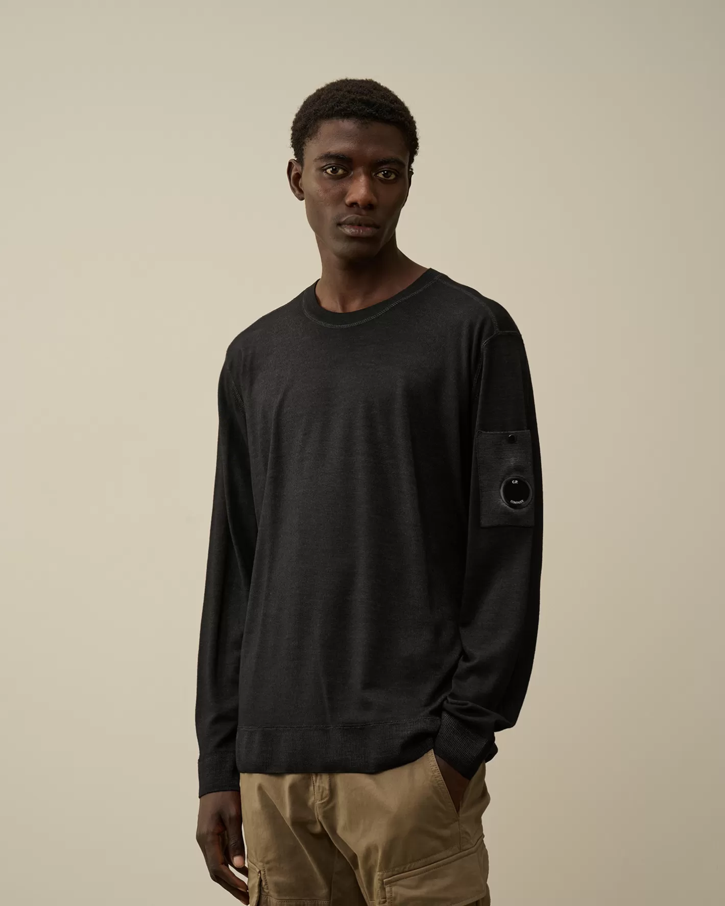 C.P. Company Jumpers^Merino Wool Fast Dyed Crew Neck Knit Black