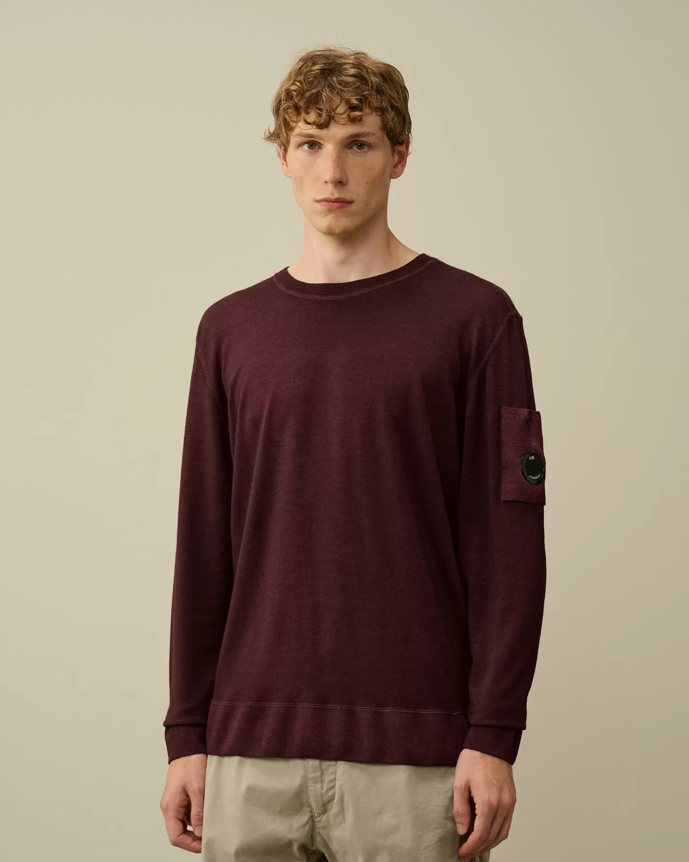 C.P. Company Jumpers^Merino Wool Fast Dyed Crew Neck Knit Potent Purple