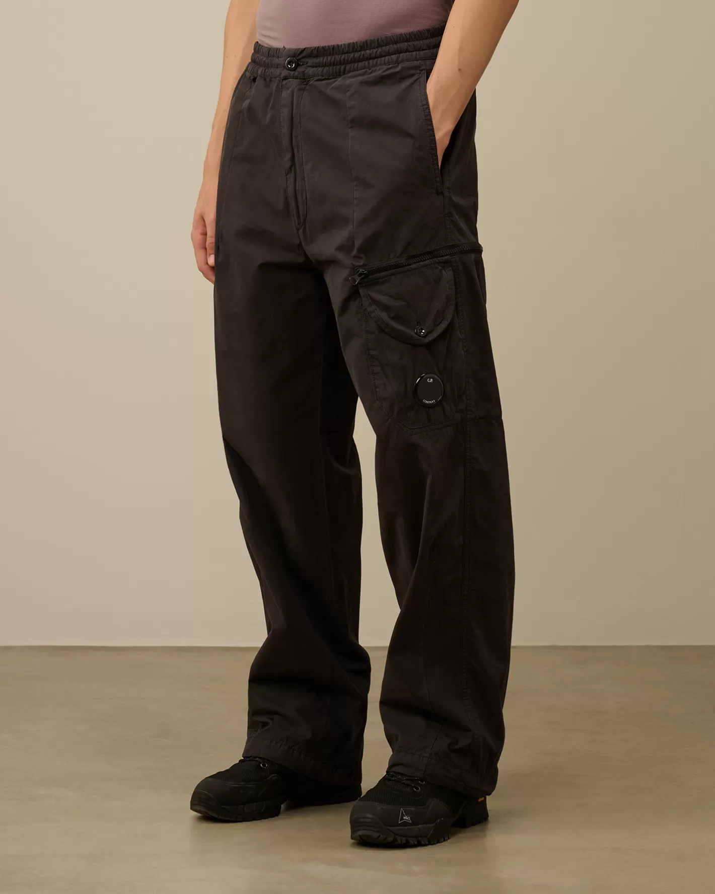 C.P. Company Trousers^Microreps Boxy Lens Cargo Pants Black Sand