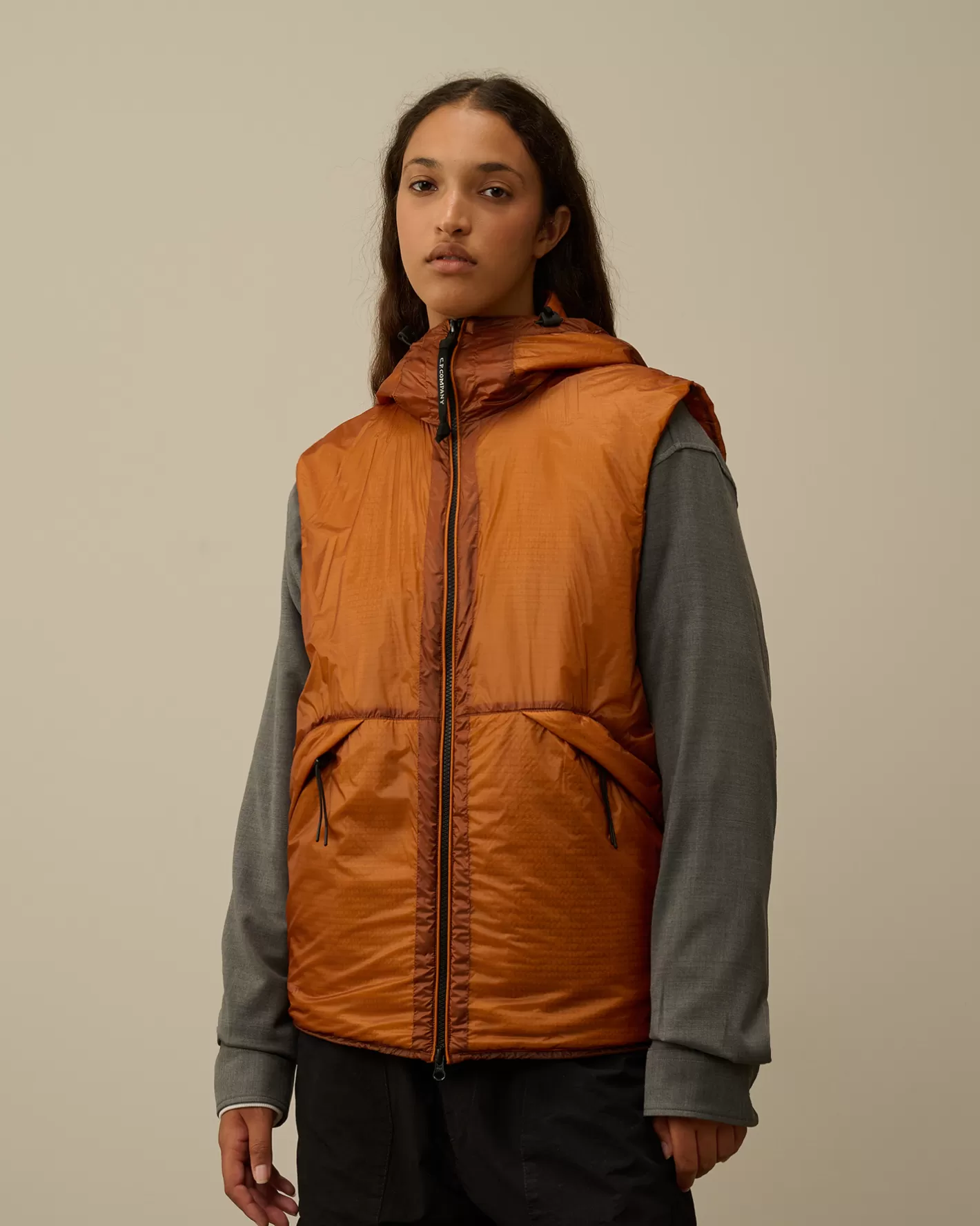 C.P. Company Jacket & Coats^Nada Shell Goggle Vest Bombay Brown