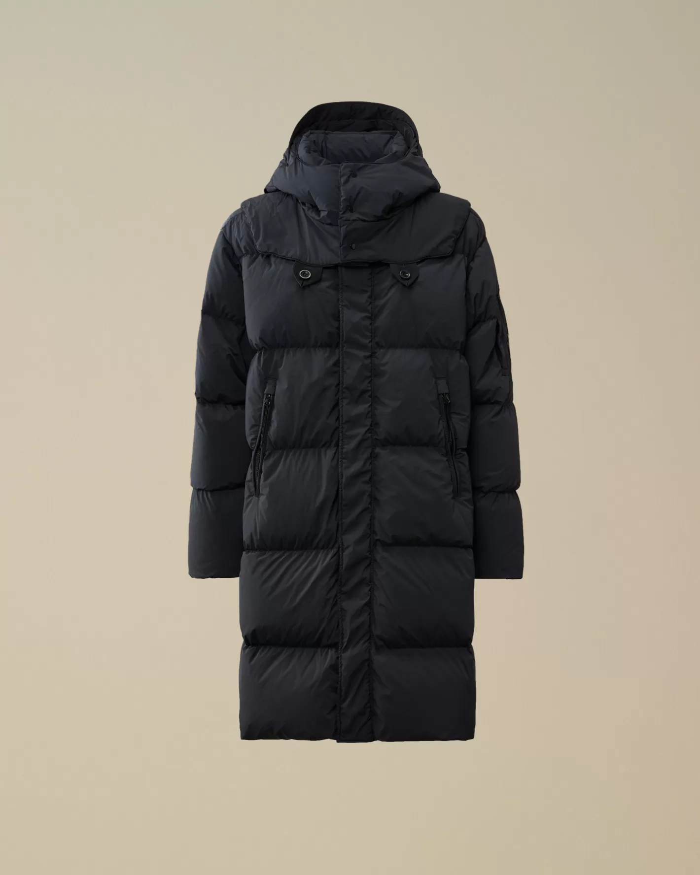 C.P. Company Jacket & Coats^Nycra-R Buttoned Hood Long Down Jacket Black Sand