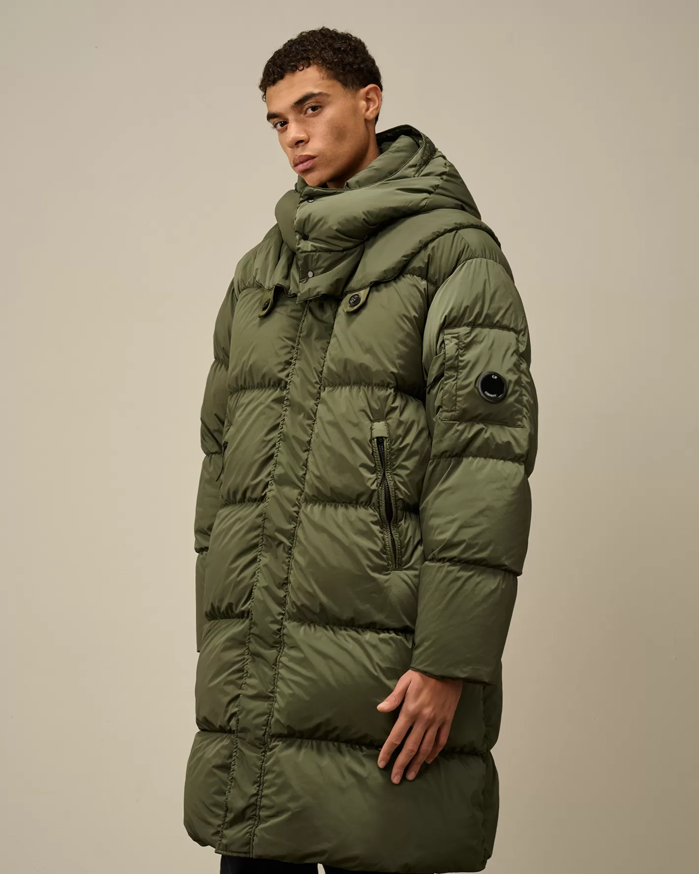 C.P. Company Jacket & Coats^Nycra-R Buttoned Hood Long Down Jacket Grape Leaf – Green