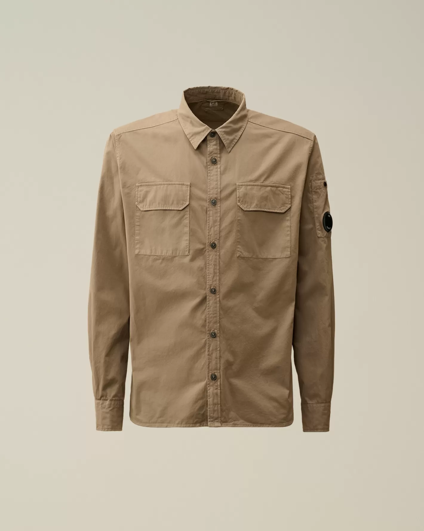 C.P. Company Shirt^Organic Gabardine Buttoned Lens Shirt Walnut – Beige