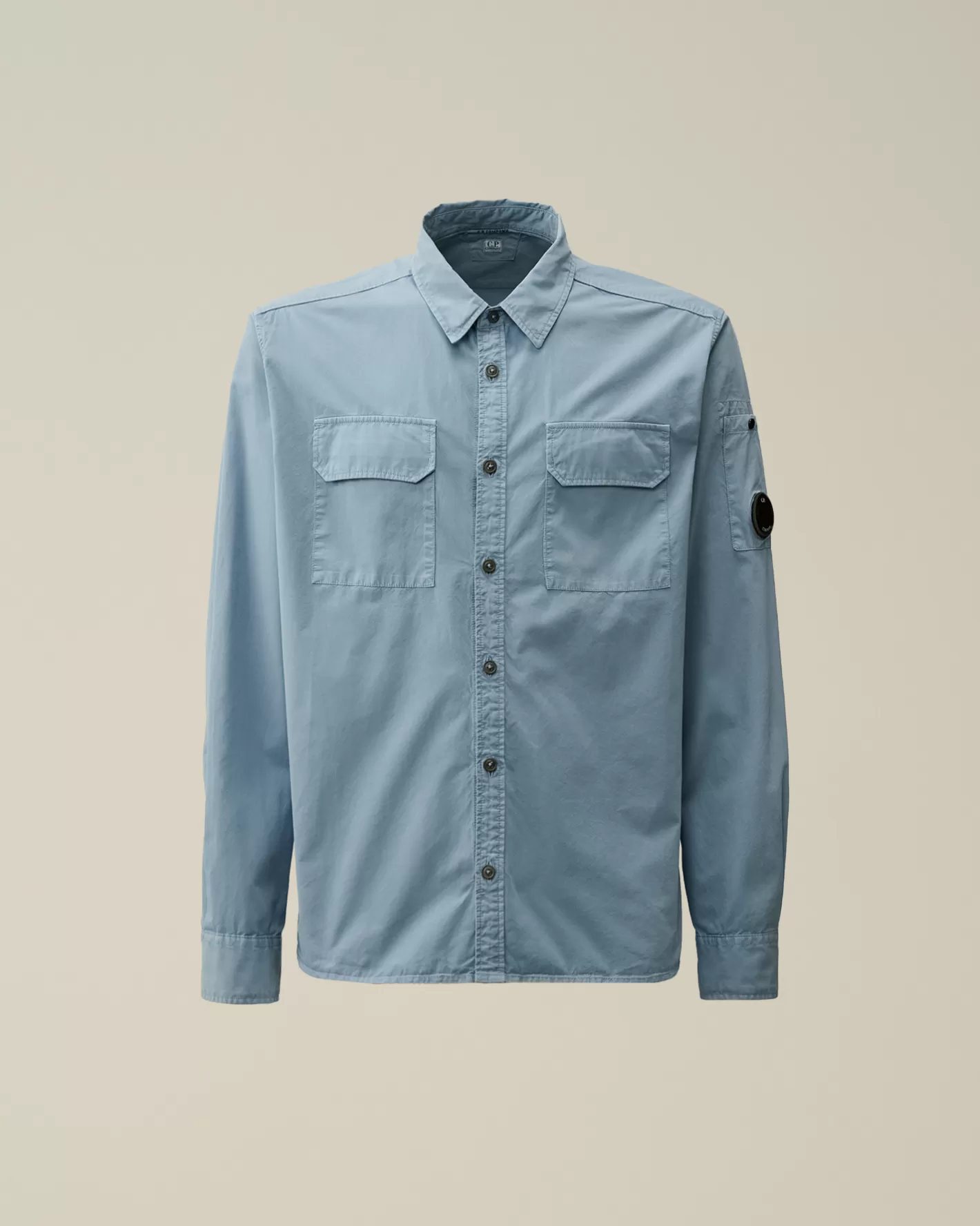 C.P. Company Shirt^Organic Gabardine Buttoned Lens Shirt Flint Stone – Blue