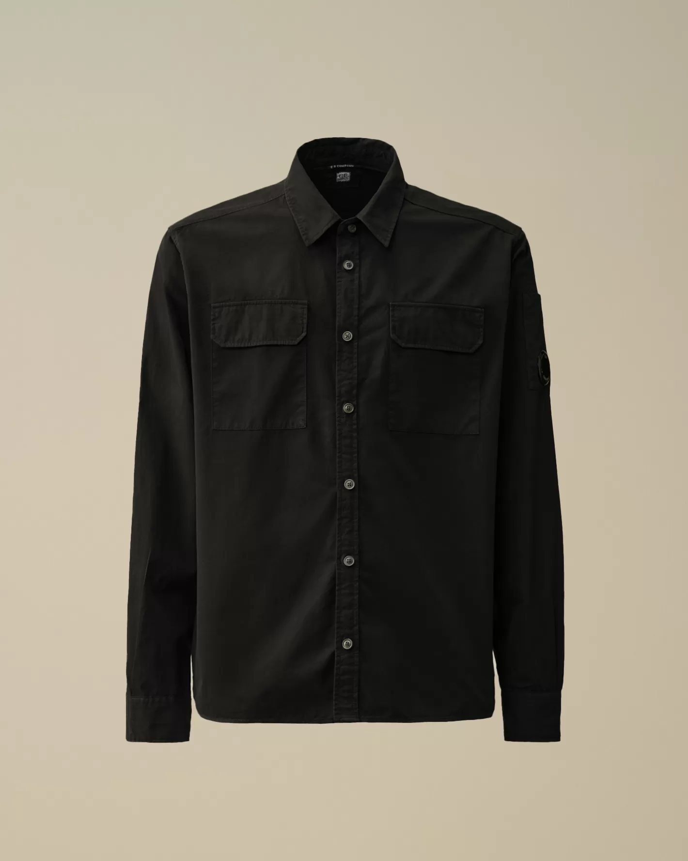 C.P. Company Shirt^Organic Gabardine Buttoned Lens Shirt Black