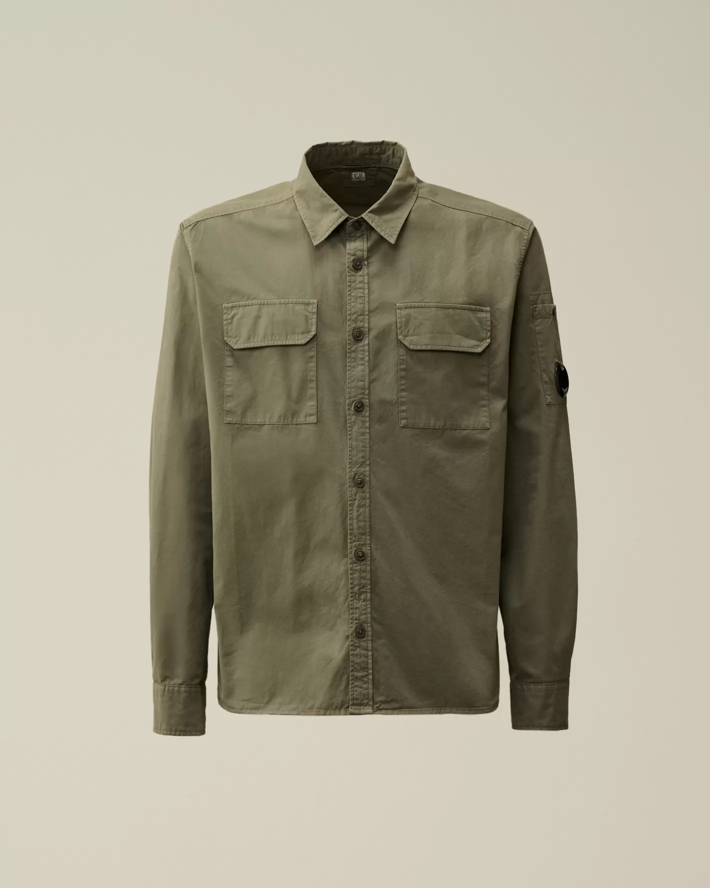 C.P. Company Shirt^Organic Gabardine Buttoned Lens Shirt Grape Leaf – Green