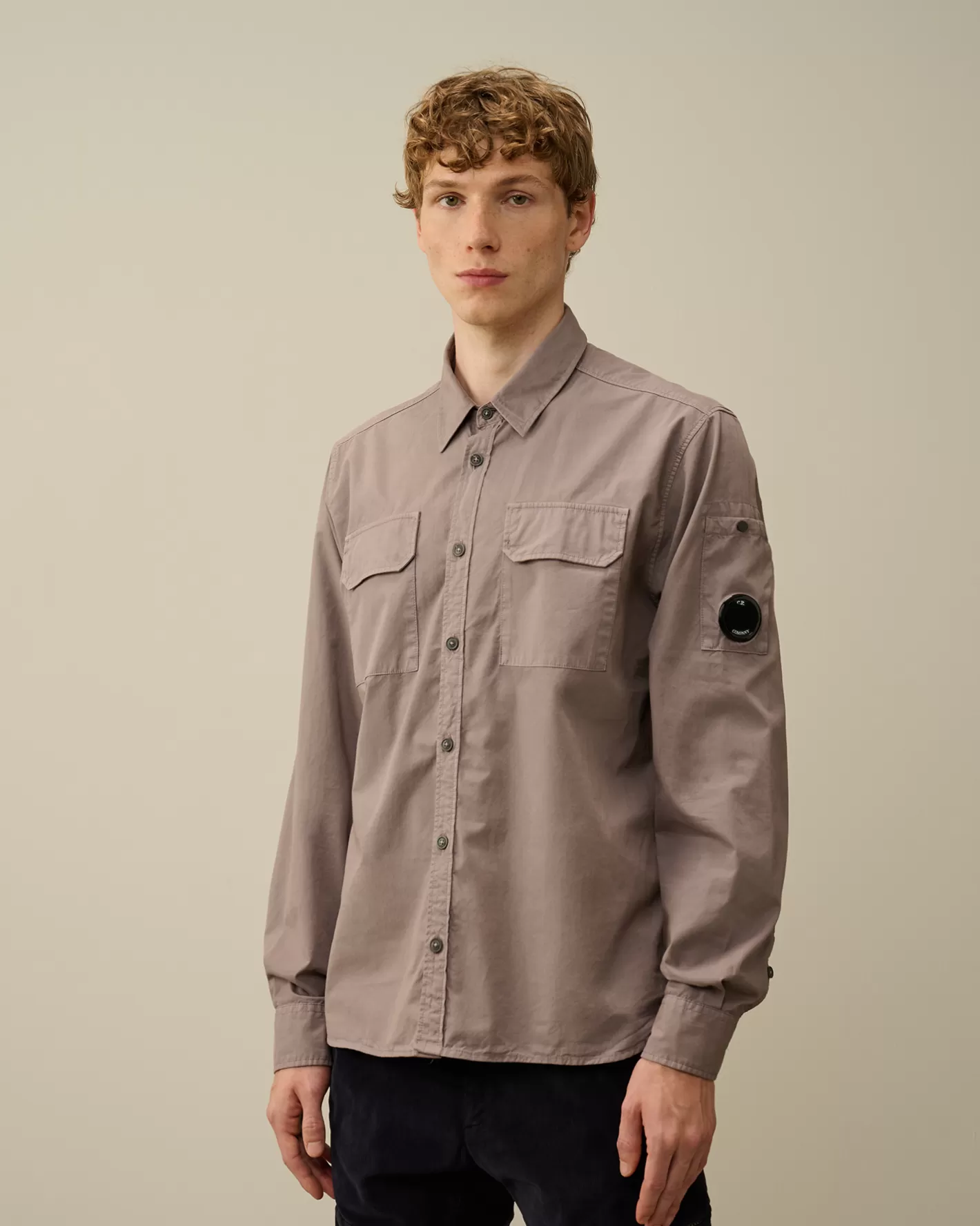 C.P. Company Shirt^Organic Gabardine Buttoned Lens Shirt Purple Dove