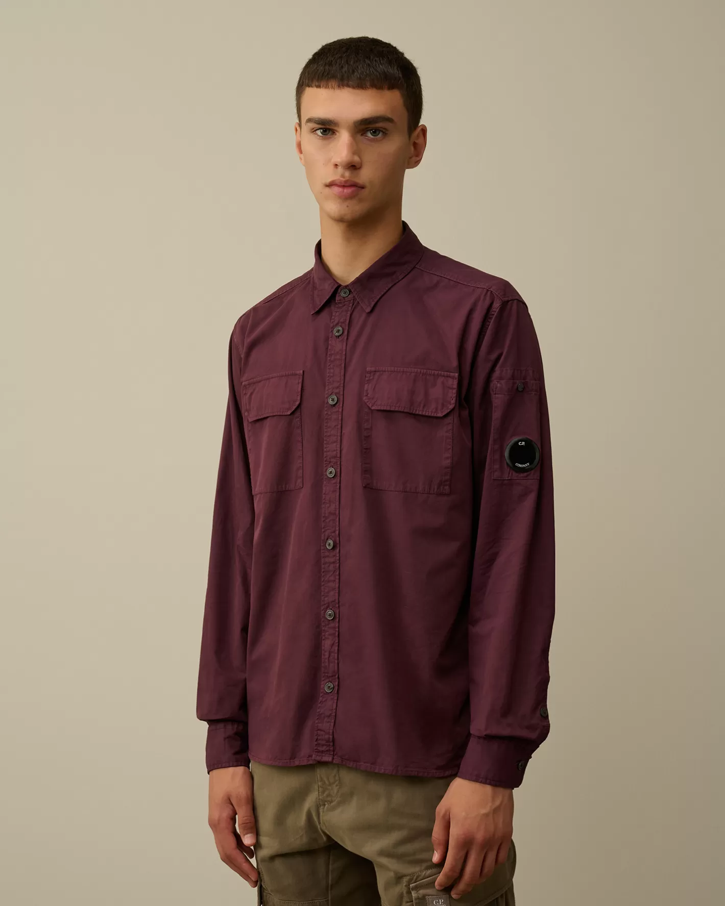 C.P. Company Shirt^Organic Gabardine Buttoned Lens Shirt Potent Purple