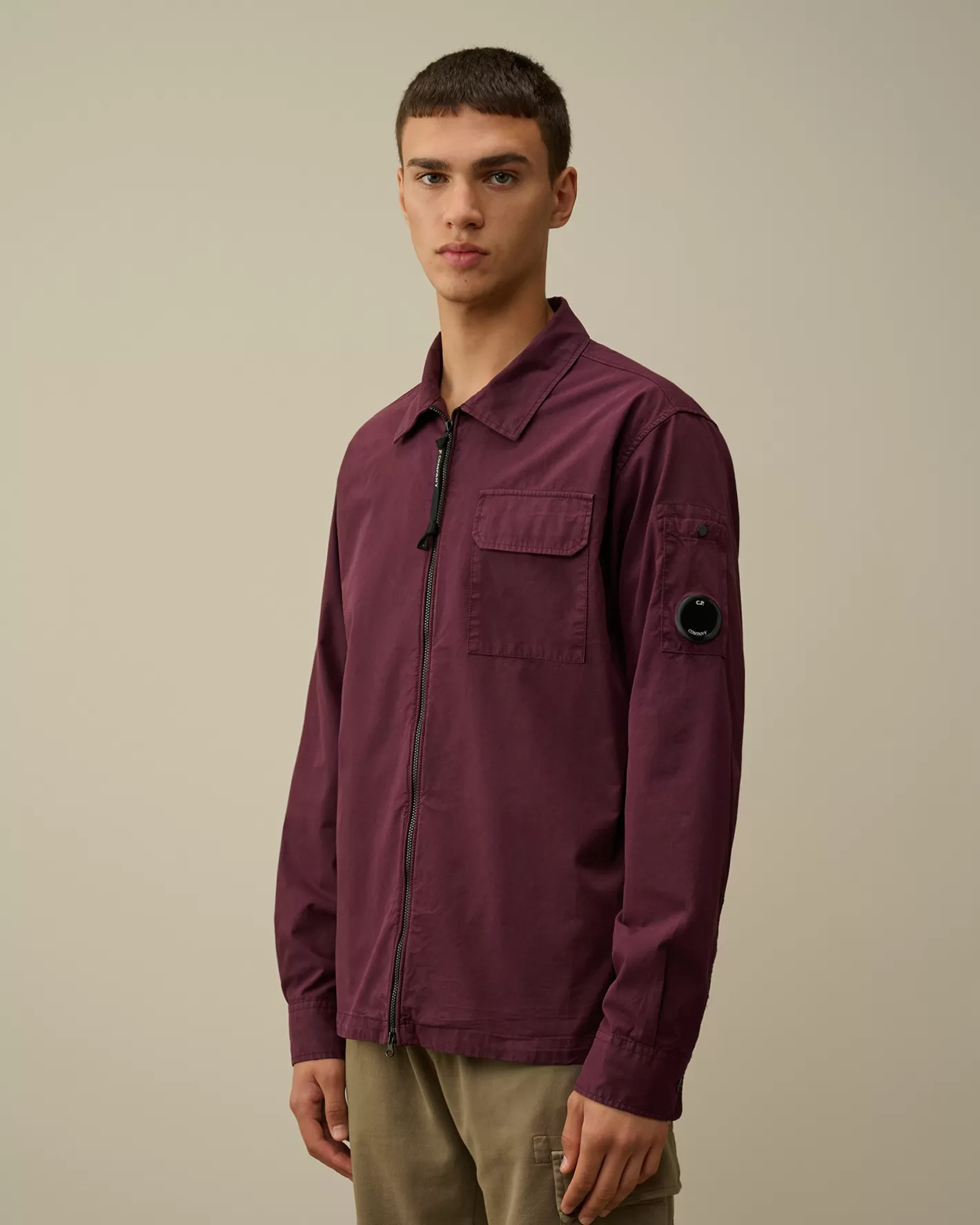 C.P. Company Overshirt^Organic Gabardine Zipped Overshirt Potent Purple