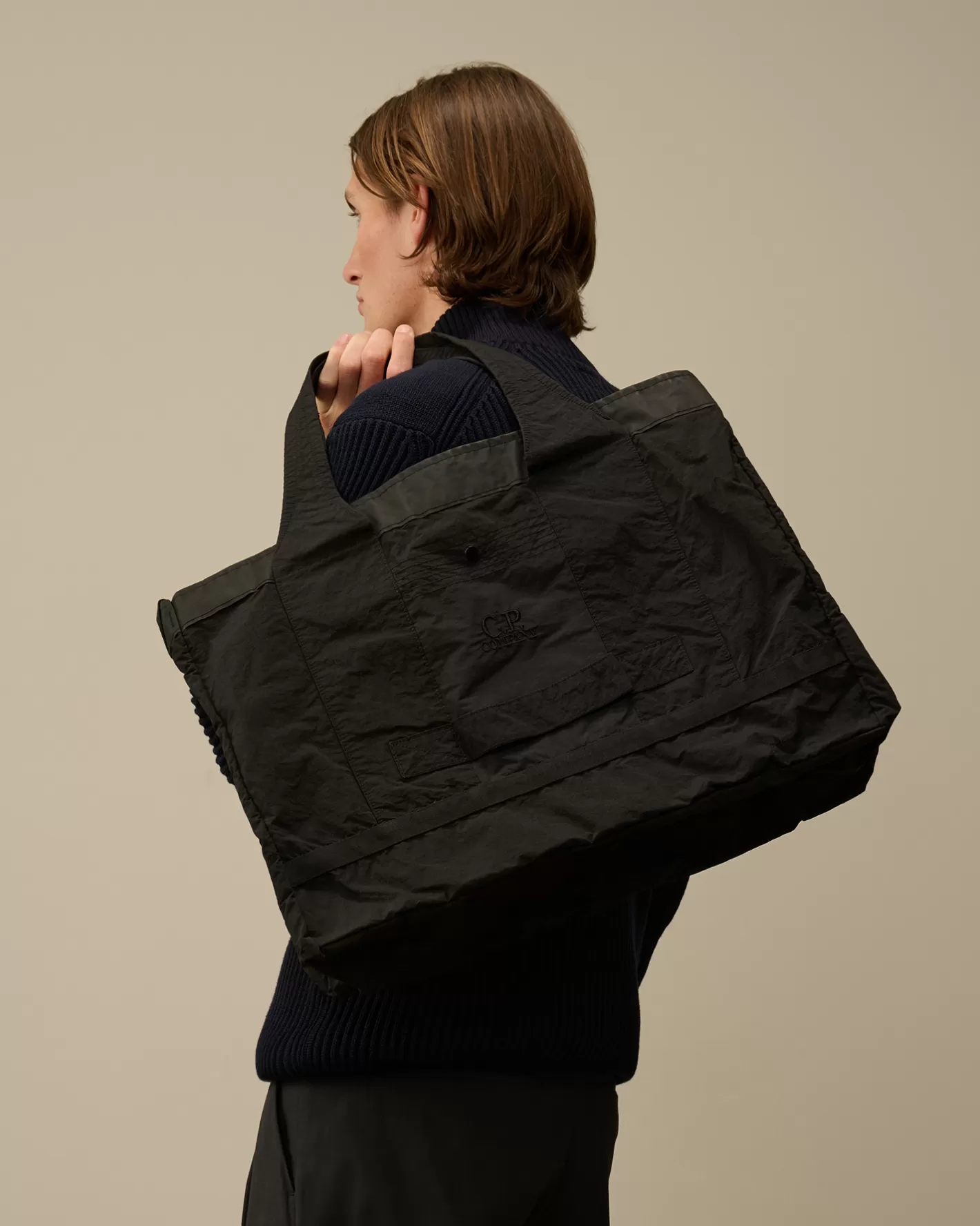 C.P. Company Backpacks & Waistbag^Plain Paper Touch Duffel Bag Black