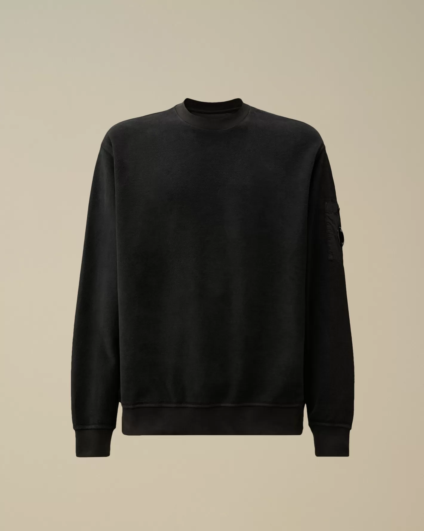 C.P. Company Sweatshirts^Reverse Brushed & Emerized Diagonal Fleece Crewneck Sweatshirt Black Sand