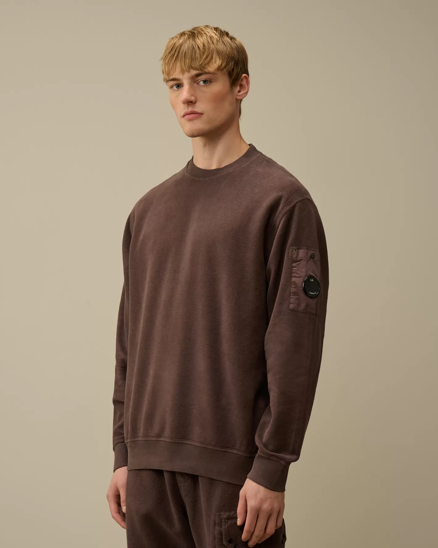 C.P. Company Sweatshirts^Reverse Brushed & Emerized Diagonal Fleece Crewneck Sweatshirt Boulevard – Violet