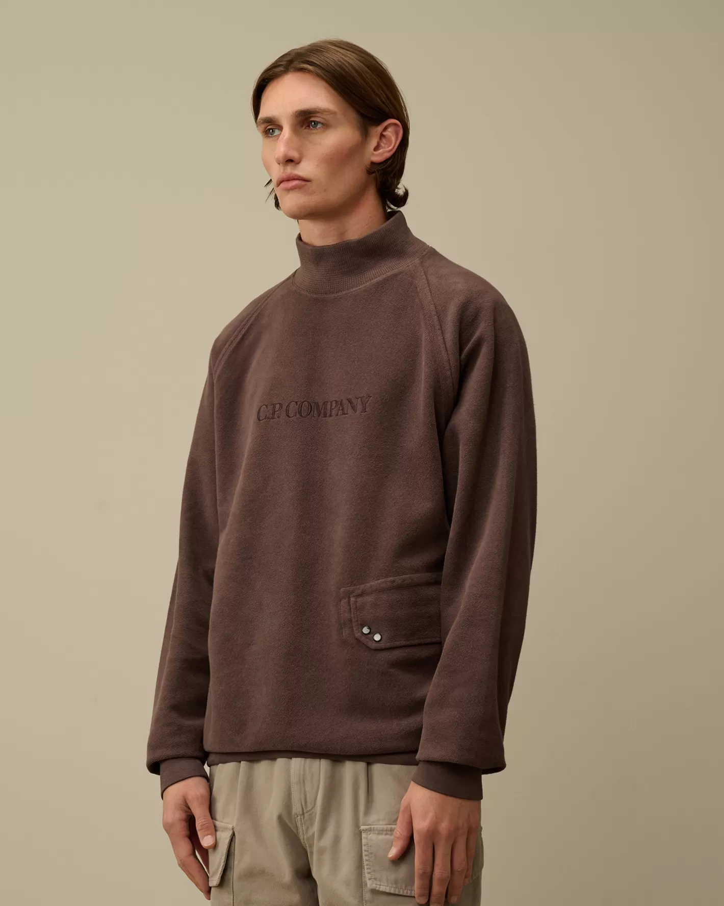 C.P. Company Sweatshirts^Reverse Brushed & Emerized Diagonal Fleece Funnel Neck Sweatshirt Boulevard – Violet