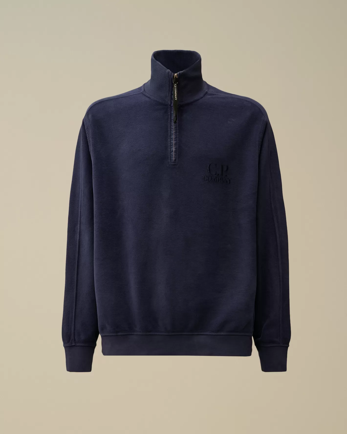 C.P. Company Sweatshirts^Reverse Brushed & Emerized Diagonal Fleece Half Zipped Sweatshirt Estate Blue