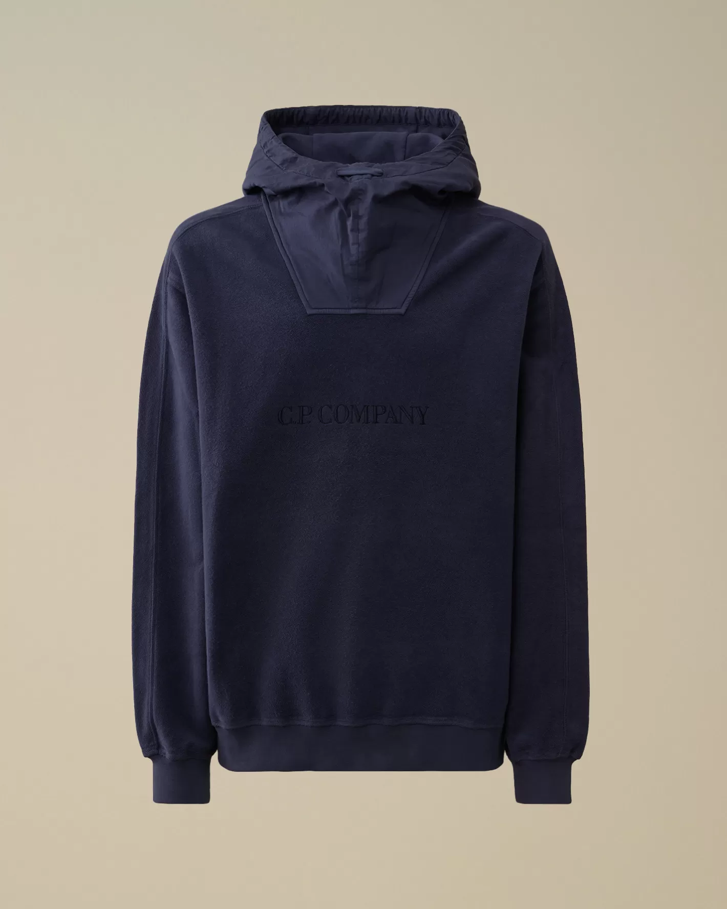 C.P. Company Sweatshirts^Reverse Brushed & Emerized Diagonal Fleece Mixed Hooded Sweatshirt Estate Blue