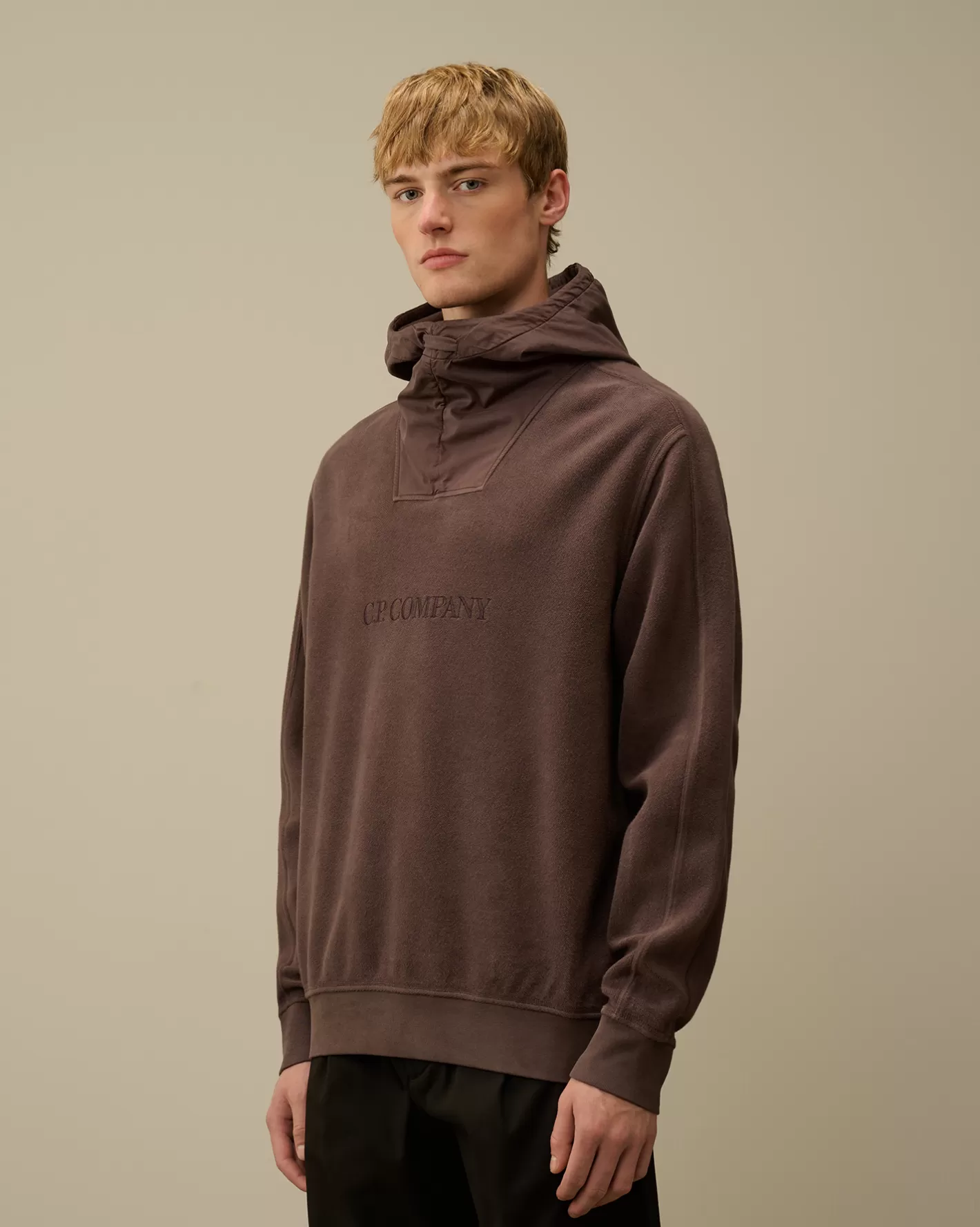 C.P. Company Sweatshirts^Reverse Brushed & Emerized Diagonal Fleece Mixed Hooded Sweatshirt Boulevard – Violet