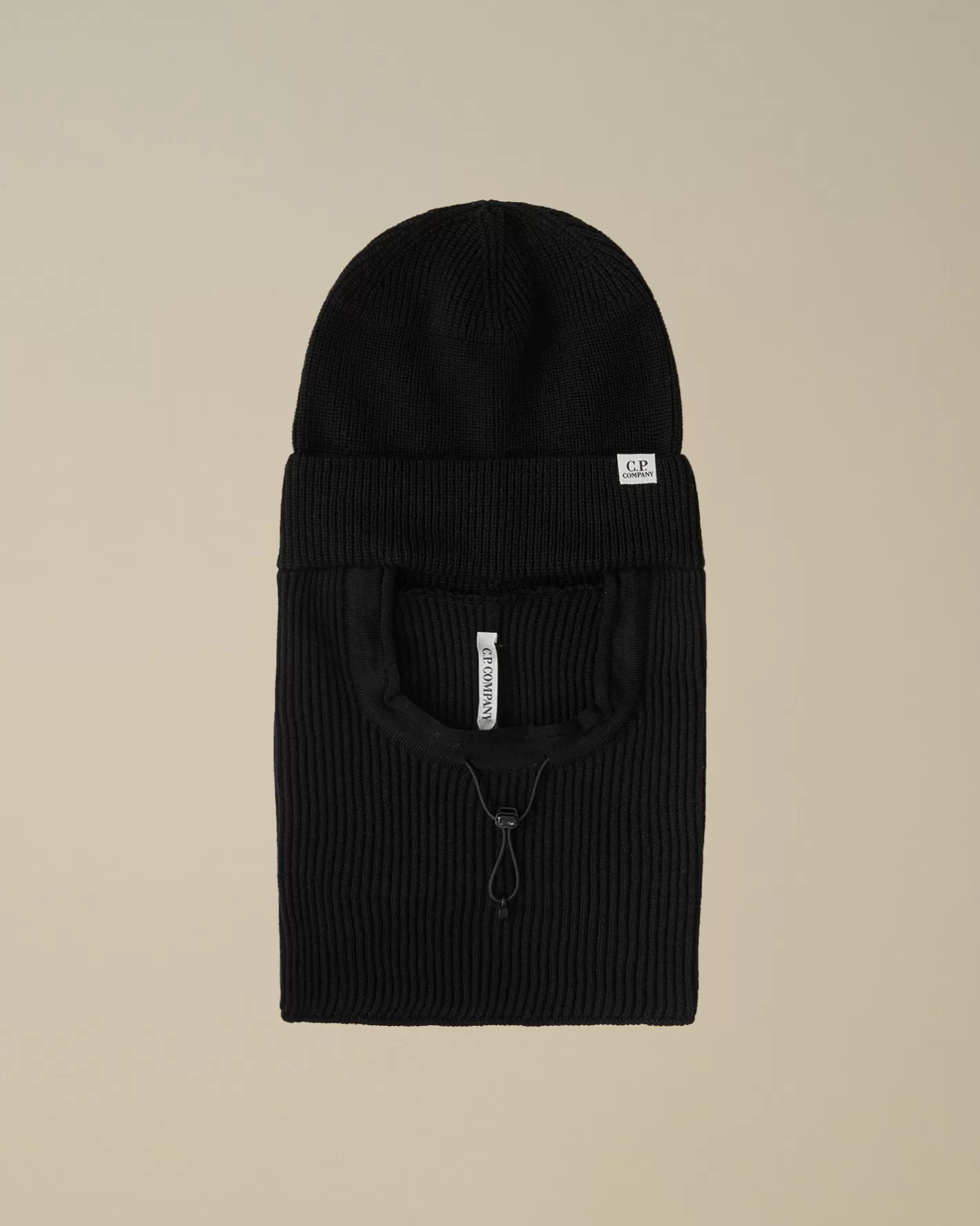 C.P. Company Hats^Re-Wool Beanie Balaclava Black