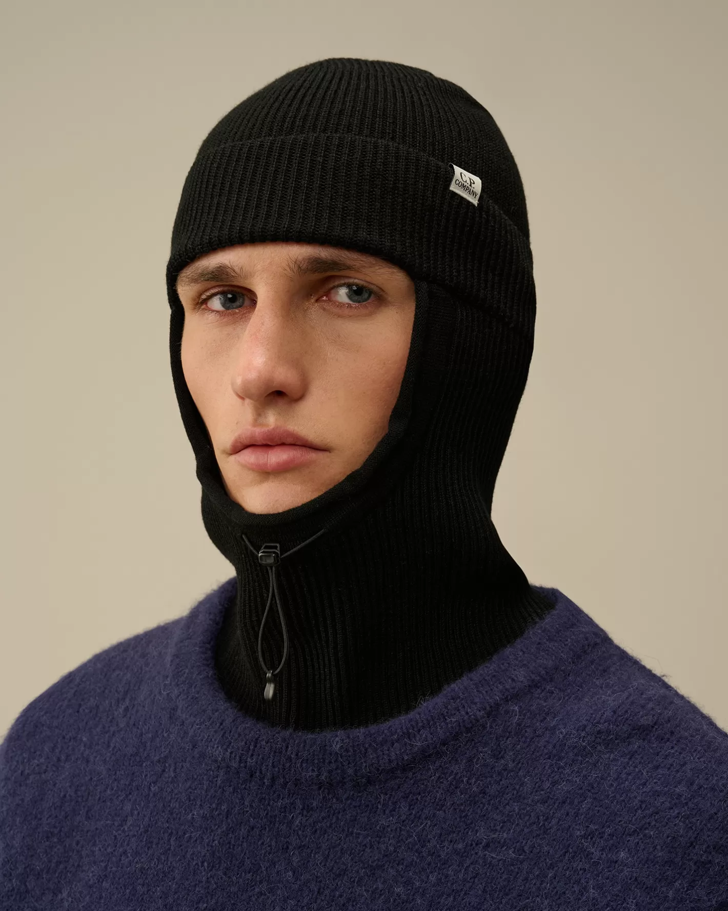 C.P. Company Hats^Re-Wool Beanie Balaclava Black