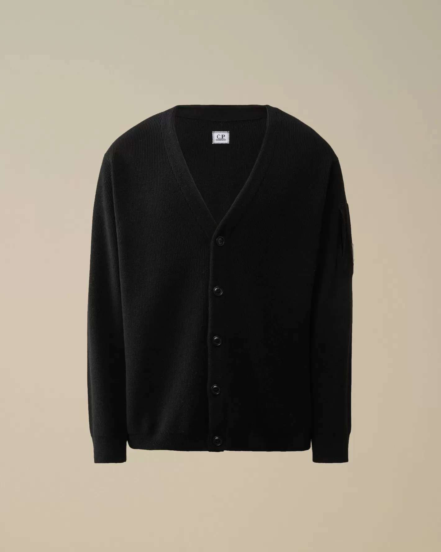 C.P. Company Jumpers^Re-Wool Buttoned Cardigan Black