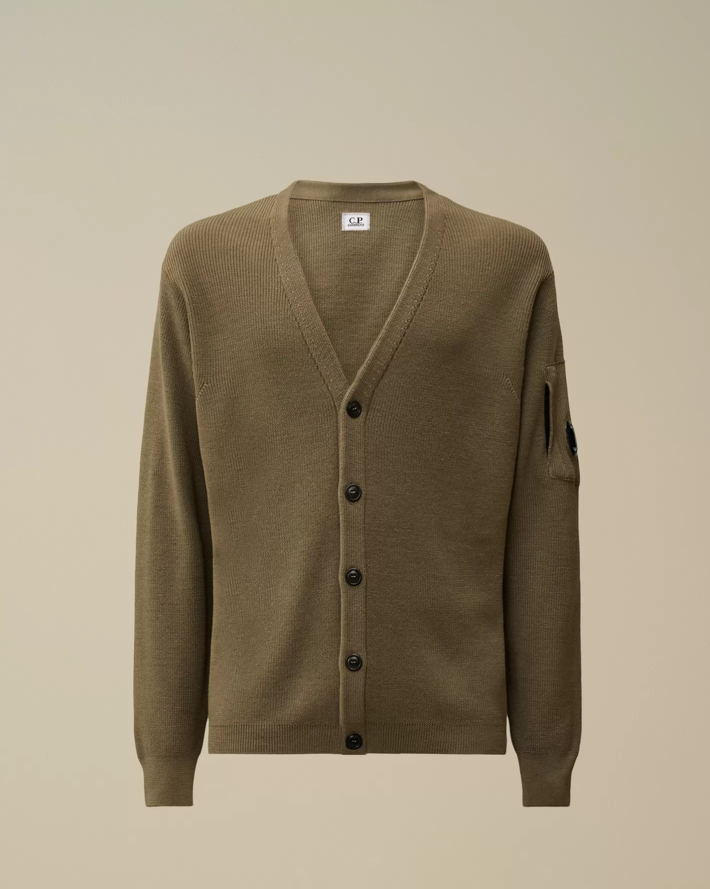 C.P. Company Jumpers^Re-Wool Buttoned Cardigan Walnut – Beige