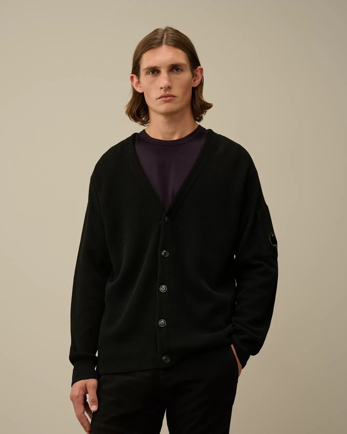 C.P. Company Jumpers^Re-Wool Buttoned Cardigan Black