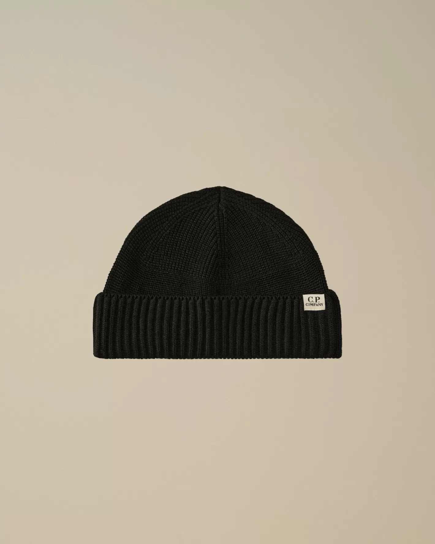 C.P. Company Hats^Re-Wool Fisherman Beanie Black