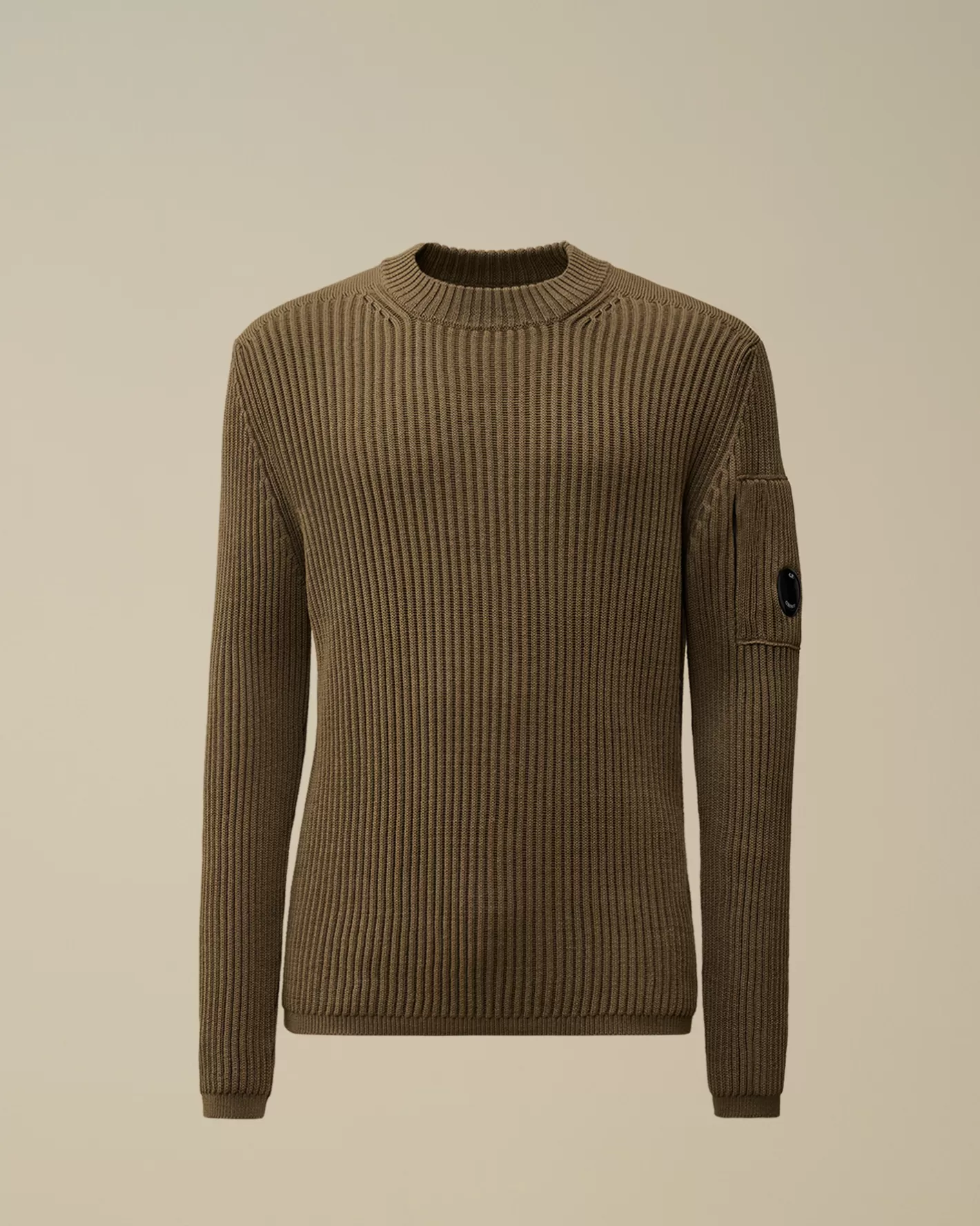 C.P. Company Jumpers^Re-Wool Funnel Neck Knit Walnut – Beige