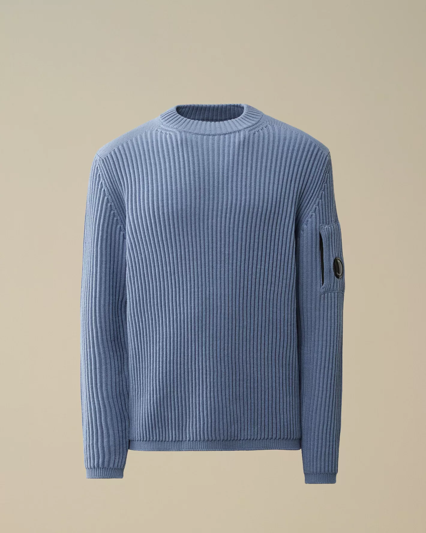 C.P. Company Jumpers^Re-Wool Funnel Neck Knit Flint Stone – Blue